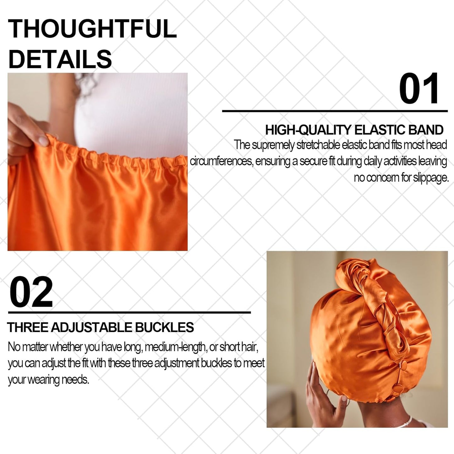 PROMEED Long Silk Hair Turban with Hyaluronic Acid Infusion, 100% 23 Momme Mulberry Silk Bonnet Hair Wrap for Sleeping