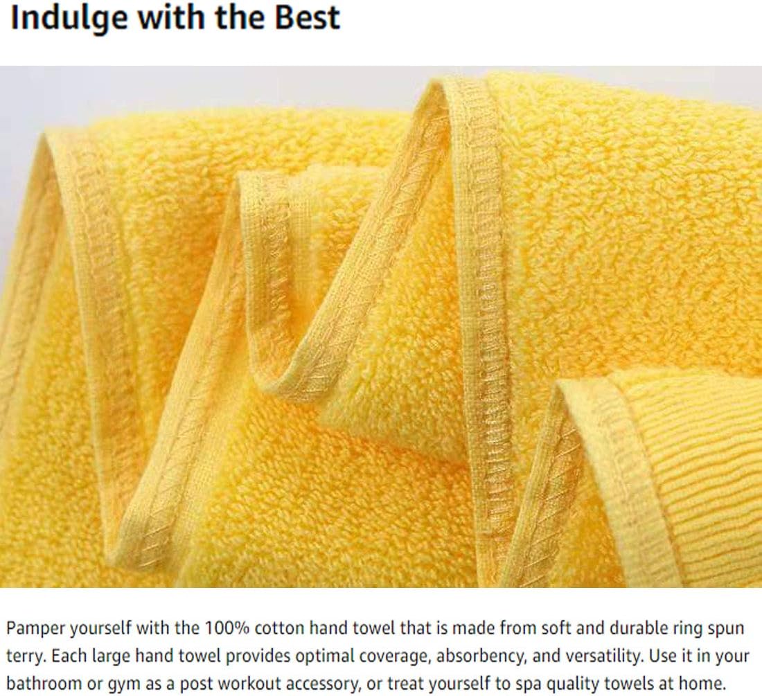 Hand Towels for Bathroom 2 Pack-100% Cotton Hand Towel (14 x 30 Inch), Highly Absorbent and Quick Dry Face Washcloth, Home Soft Premium Towel for Hotel, Bath, Kitchen and Spa(Yellow)