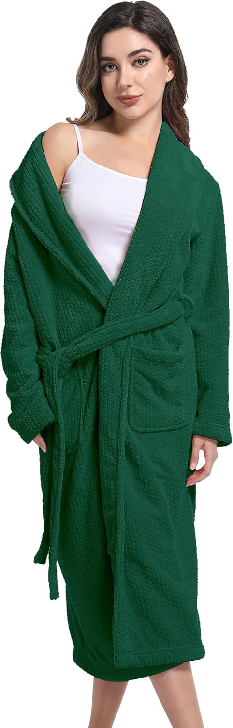 Women's Shawl Collar Bathrobe, Soft Long Towel Robes for Women - Super Absorbent Quick Dry yet Warm