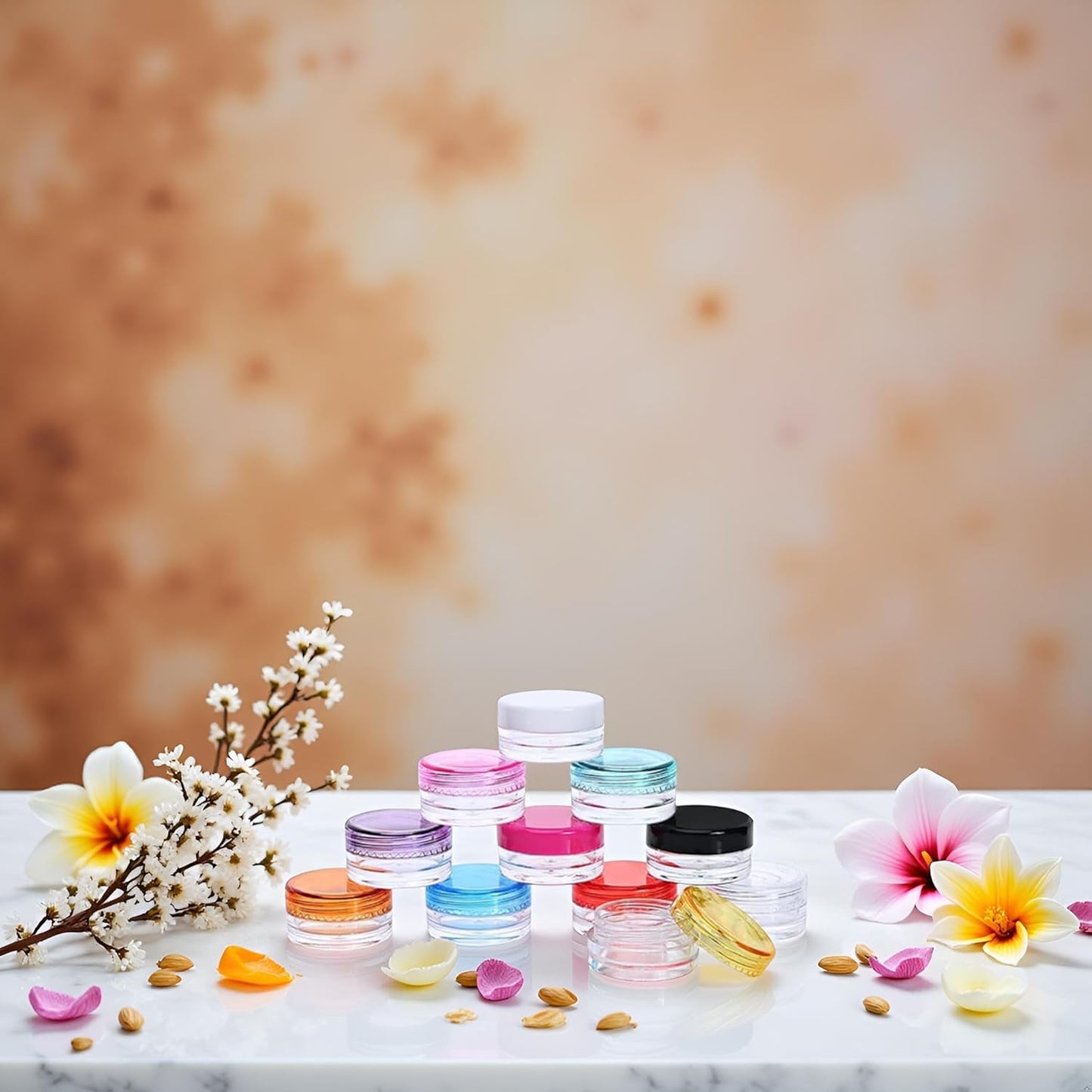 10 Pcs Multicolour Plastic Face Cream Jars Mini Lotion Containers Small Toiletries Pots Empty Refillable Makeup Container Travel Portable Cosmetic Jars for Beauty Products Refillable Containers