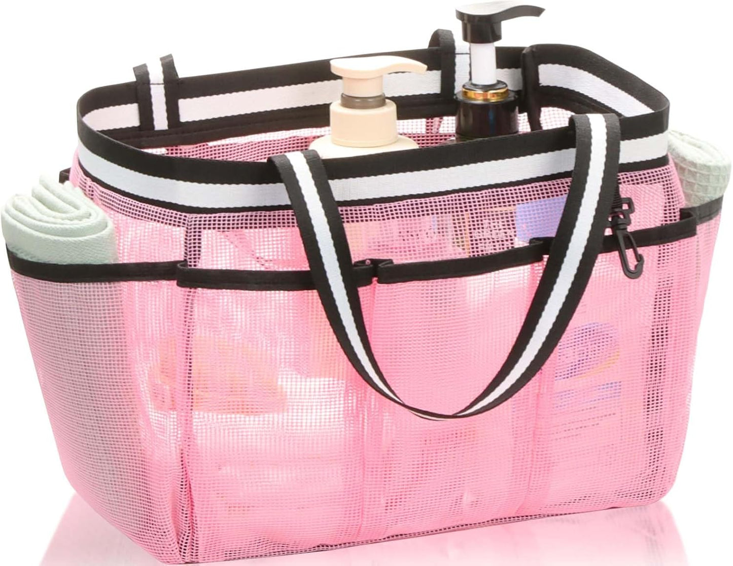 XL Mesh Shower Caddy Portable Shower Bag for College Dorm Camping Travel Gym(Pink)