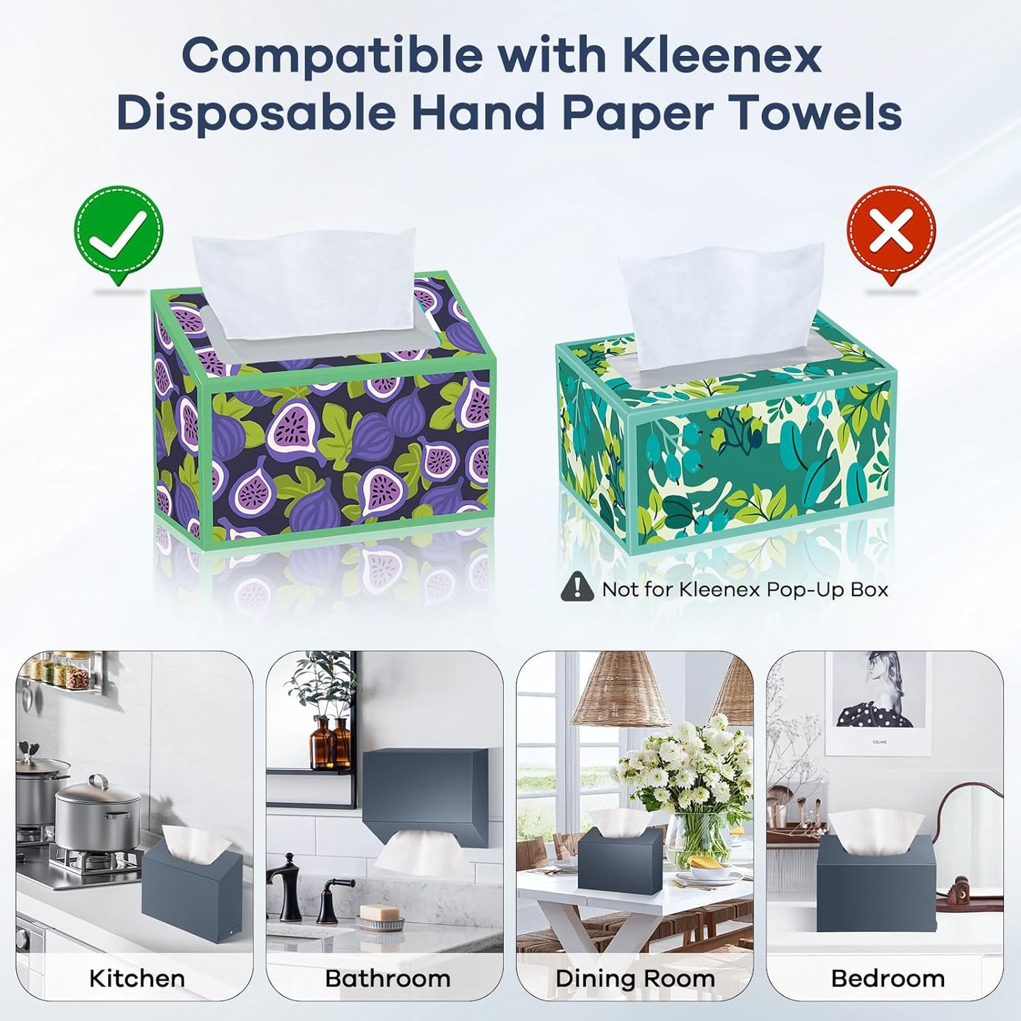 Acrylic Hand Towel Box Cover Compatible with Kleenex Disposable Hand Towels Wall-Mounted Paper Towel Dispenser Suitable for Tabletop, Bathroom, Car, and Office Use(Grey)