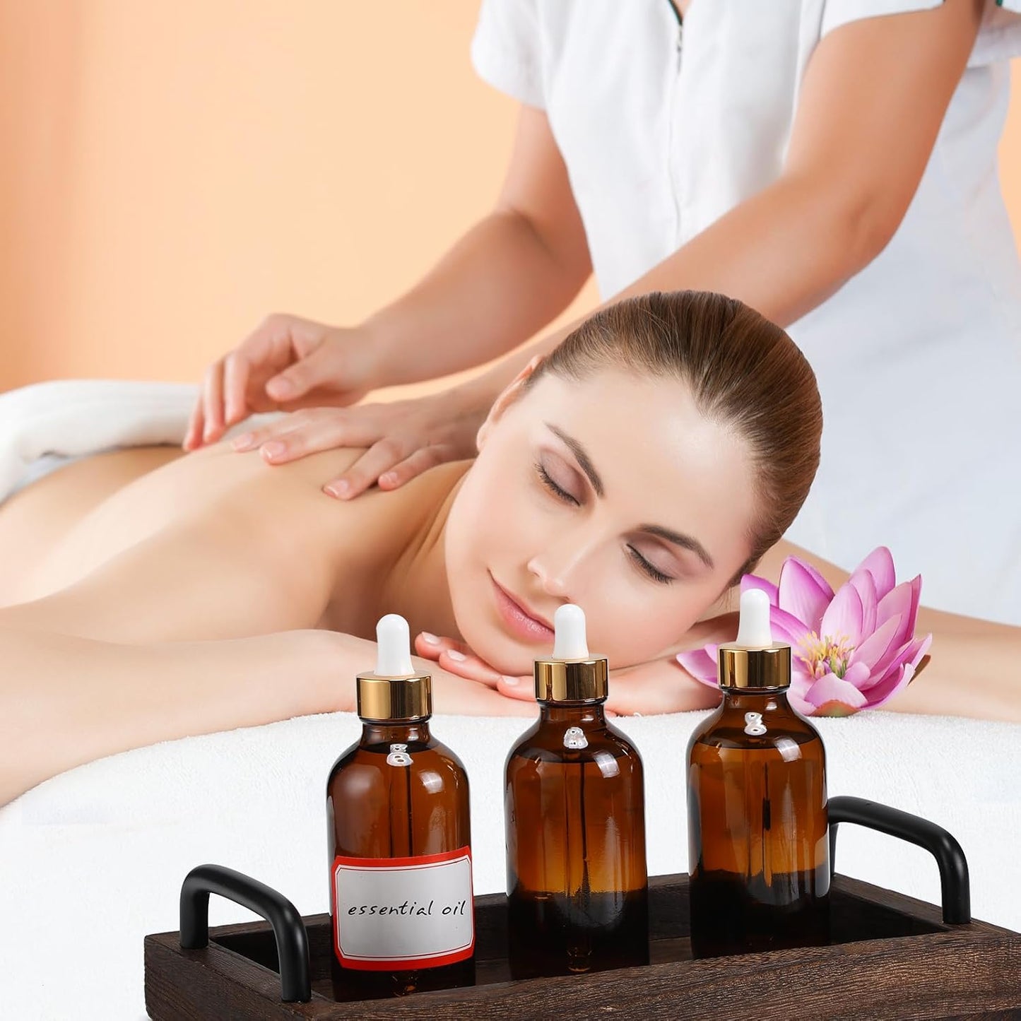 Dandat 50 Pack 4 oz Glass Dropper Bottles Leakproof 120 ml Glass Tincture Bottles with Eye Droppers, 4 Funnels, 54 Labels for Essential Oil Perfumes Hair Oil(Dark Brown)