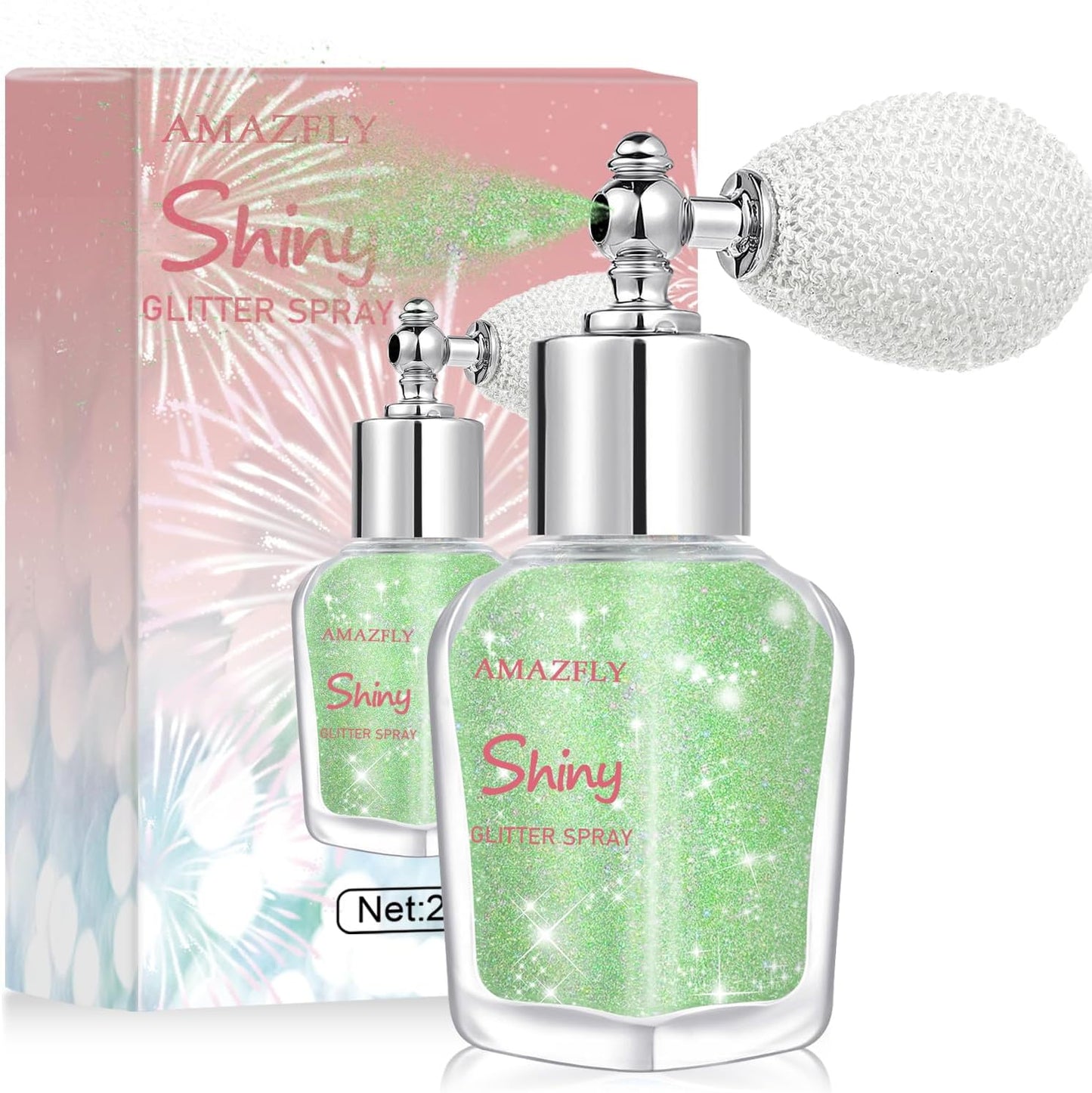 Hair and Body Glitter Spray, Shimmering Powder Sparkle Powder Makeup, Glitter Loose Sparkle Makeup for Body Highlighter,Festival Prom Rave Accessories (Green)