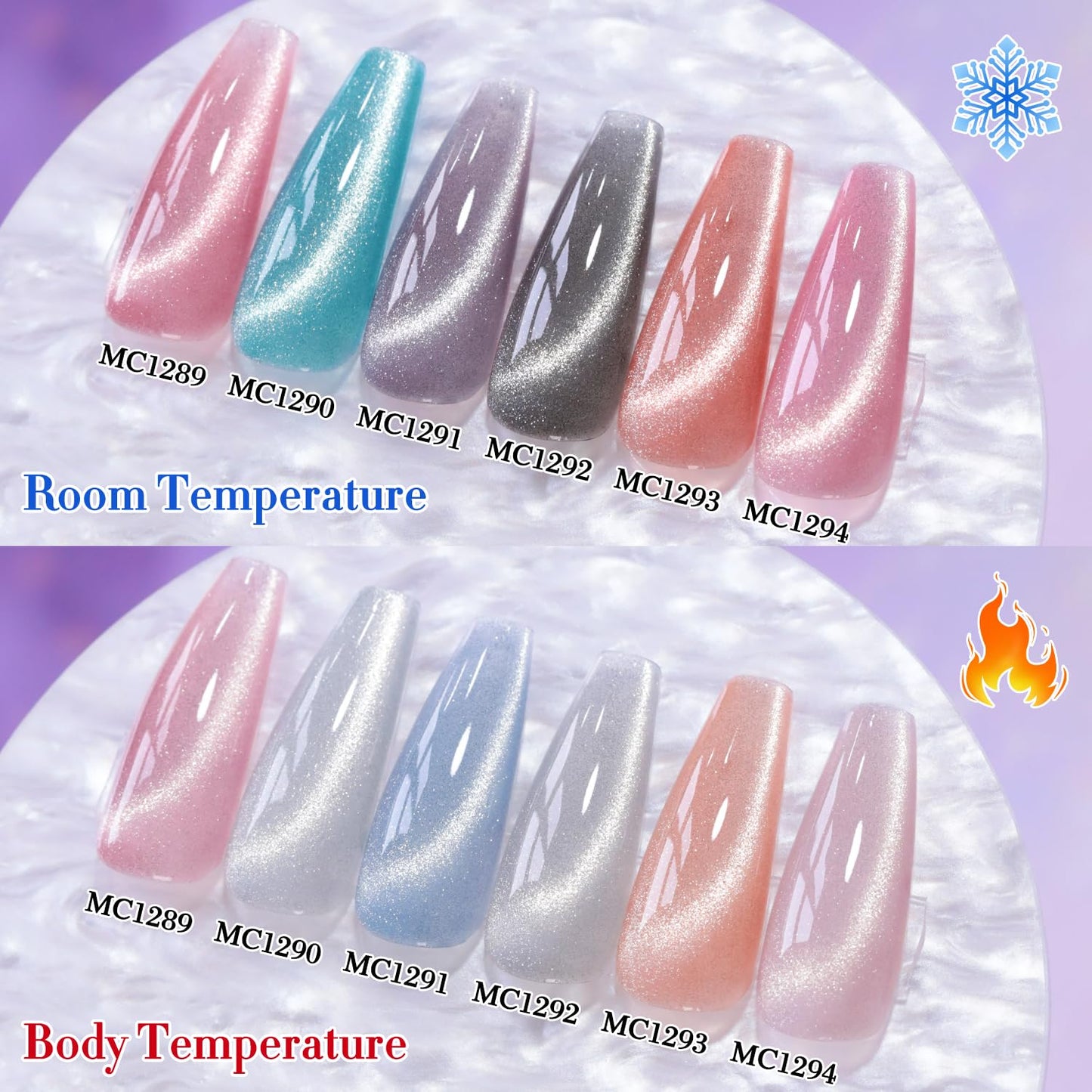 Double Rhythm Cat Eye Gel Nail Polish Set of 6 Same Color Same Bottle 0.5 Oz Shimmer Glitter with Magnet Holographic Reflective Magnetic UV Nail Polish Kit at Home (Color Changing-T6-49)