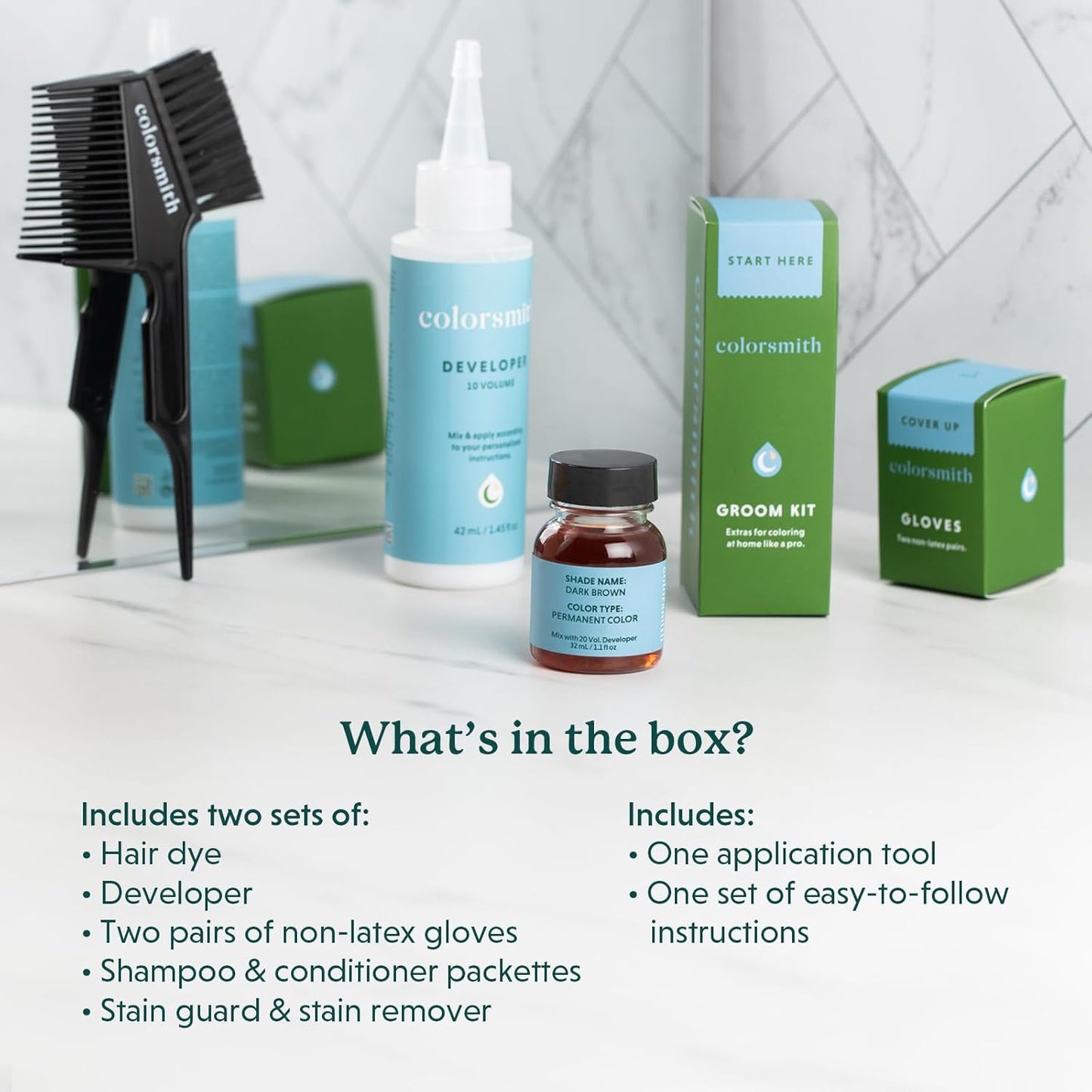 Hair & Beard Color for Full Gray Coverage 2 pack - Dark Intense Copper Blonde - Ammonia-Free Complete Men’s At-home Beard & Hair Dye Kit, Professional-grade Permanent Hair Color (7.40)