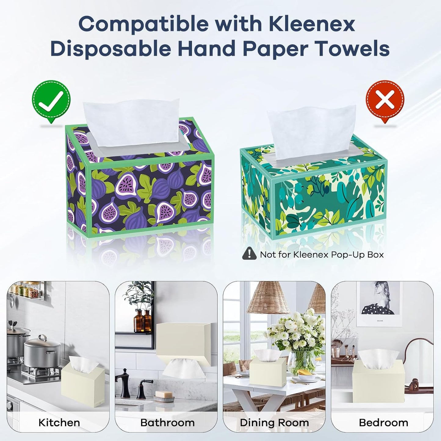 Acrylic Hand Towel Box Cover Compatible with Kleenex Disposable Hand Towels Wall-Mounted Paper Towel Dispenser Suitable for Tabletop, Bathroom, Car, and Office Use (Beige)