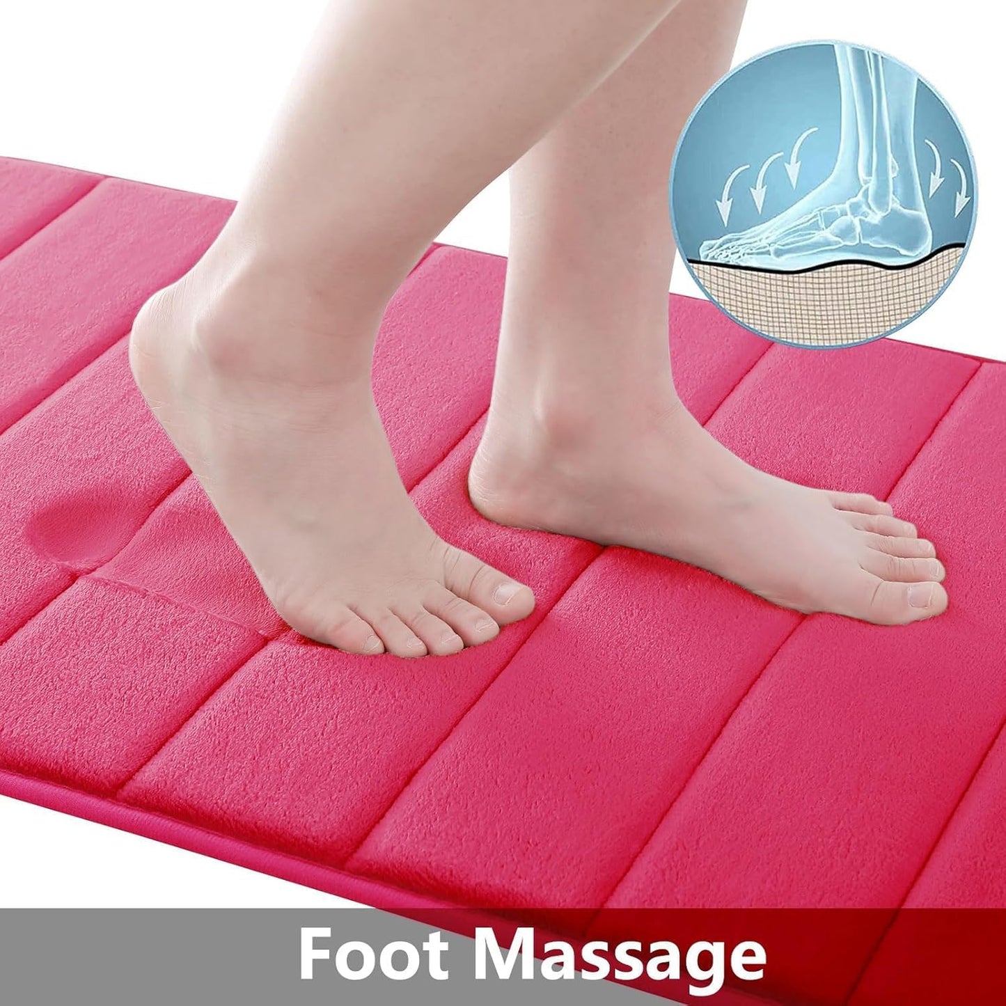 Buganda Memory Foam Bath Mat, 59" x 17", Ultra Soft and Non-Slip Bathroom Rugs, Water Absorbent and Machine Washable Bath Rug Runner for Bathroom, Shower, and Tub, Deep Pink