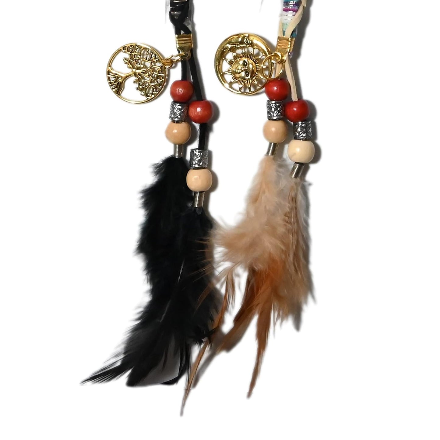 2 PCS Hippie Hair Extension Dreadlocks Hairclip Feather Beads Pendant Dread Wrap Hair Fall Hair Wrap Colorful Accessories for Dreads Braids Curls