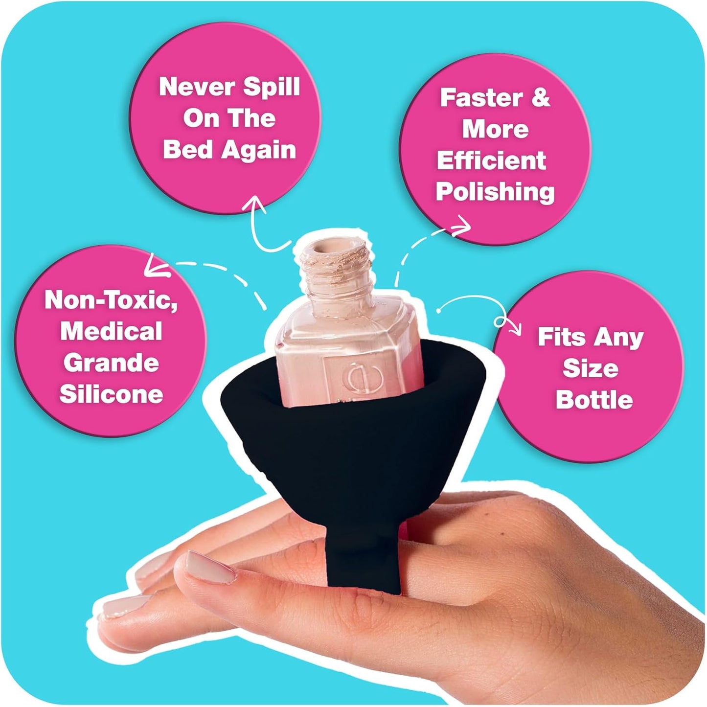 tweexy Wearable Nail Polish Holder Ring - Ideal Gift for Teenage Girls - Nail Polish Holder Stand for Manicure & Pedicure, Fingernail Painting - Nail Polish Accessories (Black Moon)