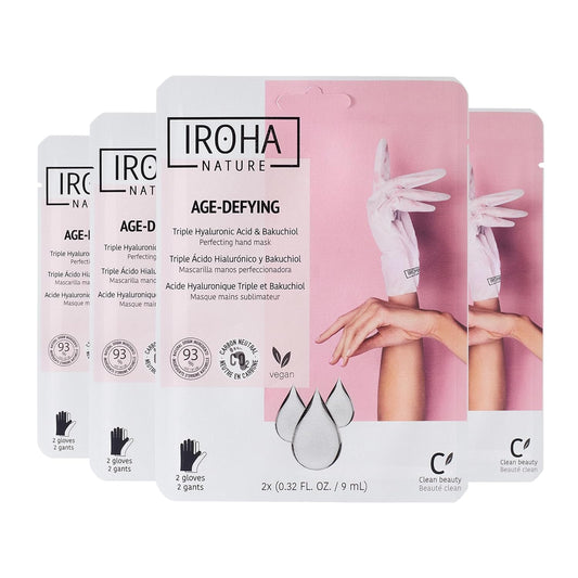 IROHA NATURE Anti-Aging Hand Mask Gloves | 4 Pairs | Triple Hyaluronic Acid, Bakuchiol & Niacinamide | Reduces Wrinkles & Dark Spots | Vegan & Cruelty-Free | 93% Natural Ingredients