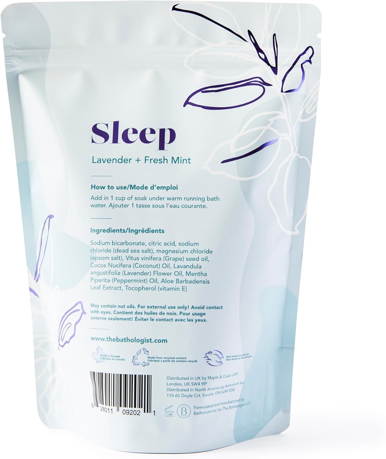 The Bathologist Sleep Fizzy, Lavender & Fresh Mint Bath Soak, Made with Magnesium Sulfate, Dead Sea Salt & Aloe Botanicals, for Restful Sleep and Stress Relief, Approximately 5 Baths, 32 oz