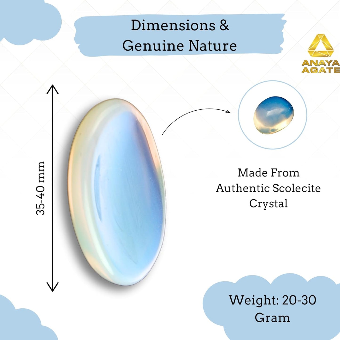 Opalite Worry Stones – Crystal Thumb Worry Stones for Anxiety, Stress – Relaxing and Soothing Balance Stones for Meditation, Stress Relief – Healing Stones and Crystals for Men and Women