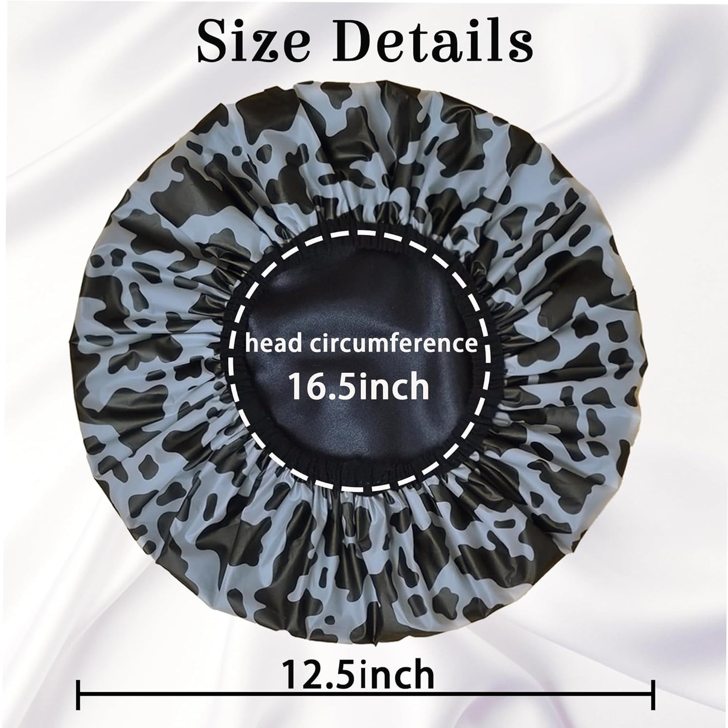 Shower Cap for Women, Shower Caps Reusable Waterproof, Large Plastic Satin Lined Shower Cap for Braids Long Hair