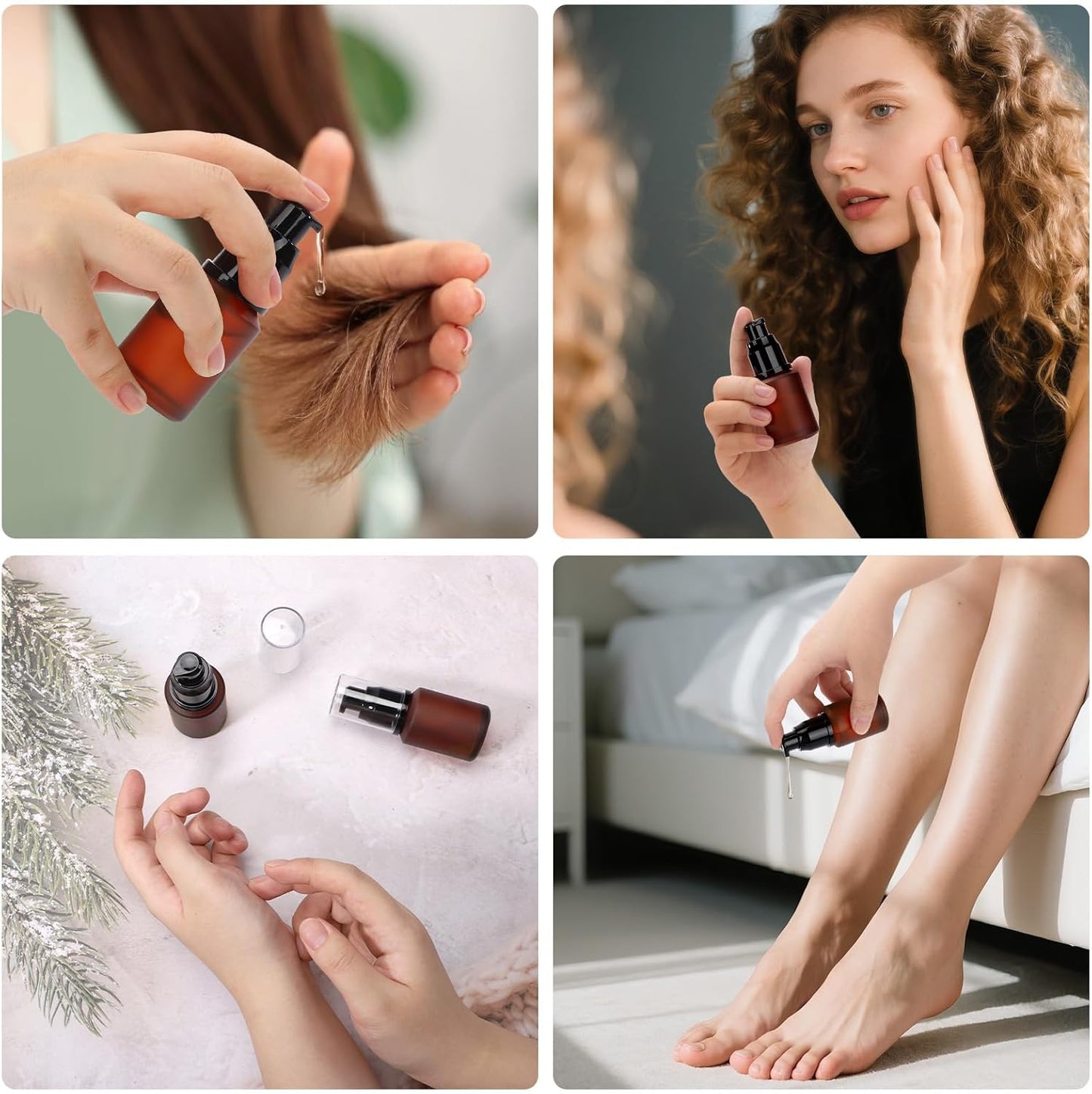 Segbeauty 1oz Frosted Glass Pump Bottle Dispenser Refillable, Pack of 3 Red Empty Small Lotion Bottle Travel Size Makeup Pump Dispensers, 30ml Leak Proof Glass Travel Bottles for Toiletries