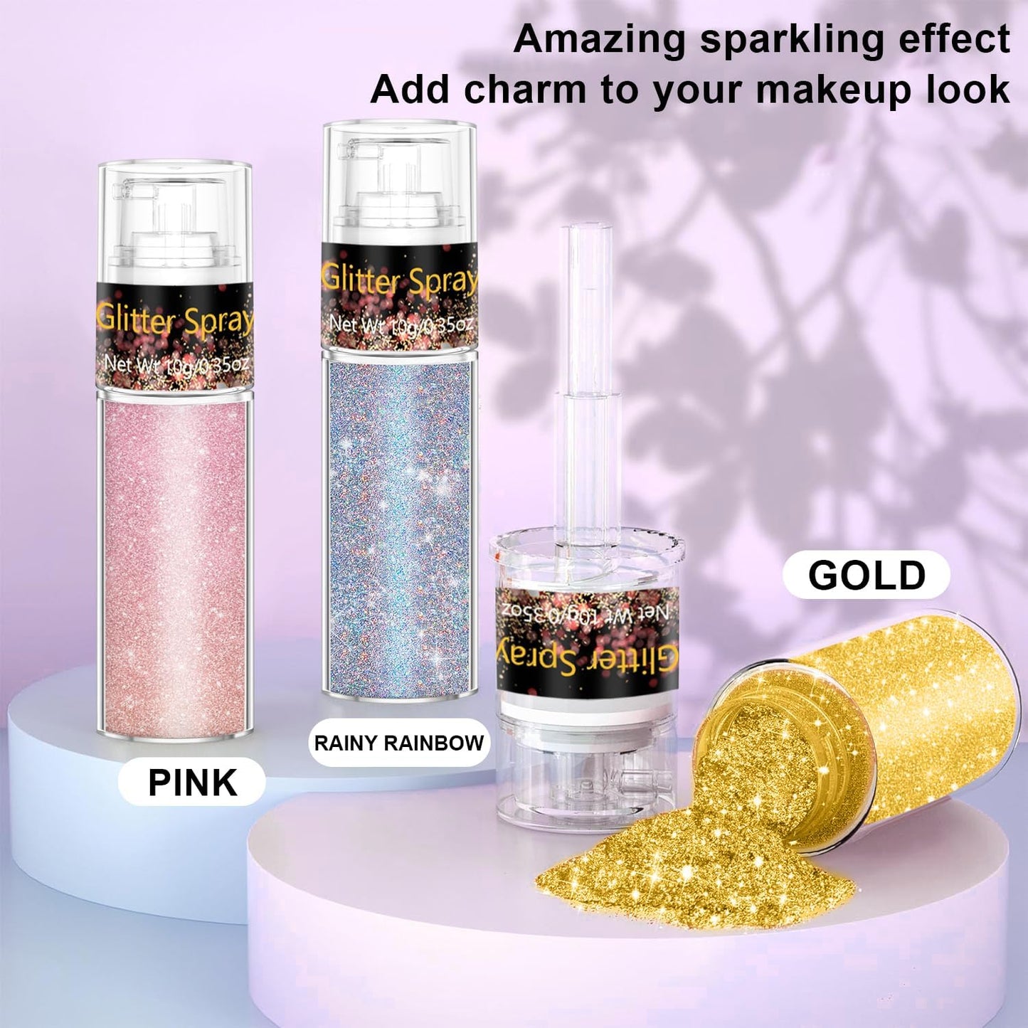 Hair and Body Glitter Spray, 1PC Gold Glitter Hairspray Dry Powder Makeup for Clothes, Festival Rave Prom Loose Sparkle Powder,Holographic Ultra Fine Resin Glitters for Crafts (Gold)