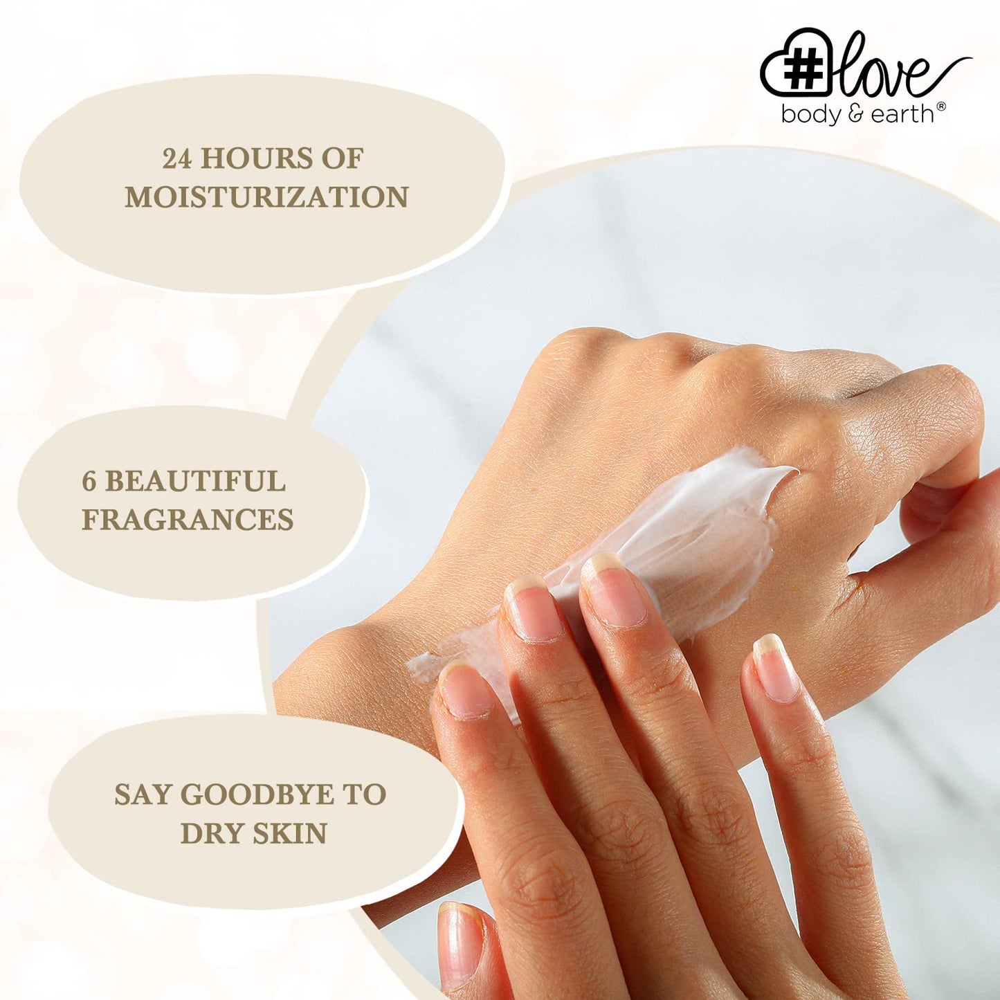 BODY & EARTH # LOVE Hand Cream Gift Set Hand Lotion Sets for Women Gift, Pack of 6 Advanced Repair Hand Cream for Dry Hands Non-greasy, Mothers Day Gifts for Mom, Women Birthday Gift for Her