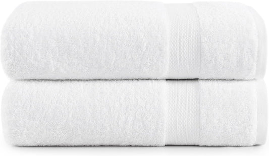 LANE LINEN 100% Cotton 2 Pack Bath Sheets (35"x66") - Ring Spun Cotton - Extra Large Bath Towels Set - Quick Drying, Soft & Absorbent Oversized Bathroom Towel Sets - Hotel Quality - White Towels