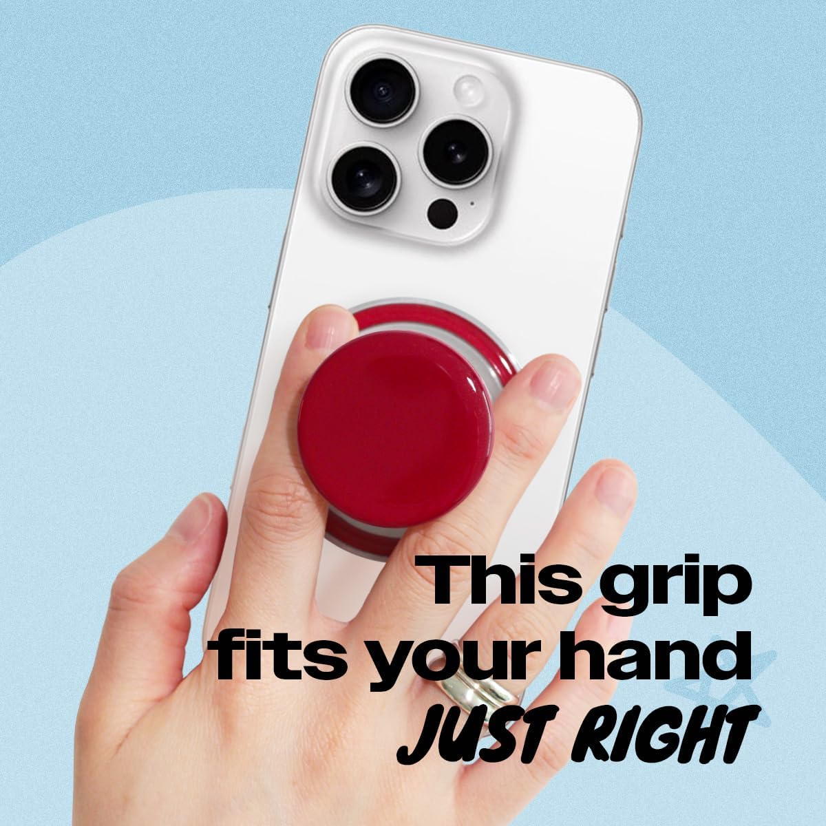 OnTheGrip Cute Solid Macaron Color Round Shape Collapsible Mobile Phone Grip Stand Holder for Smartphone Tablet Cell Phone Accessory (Red)