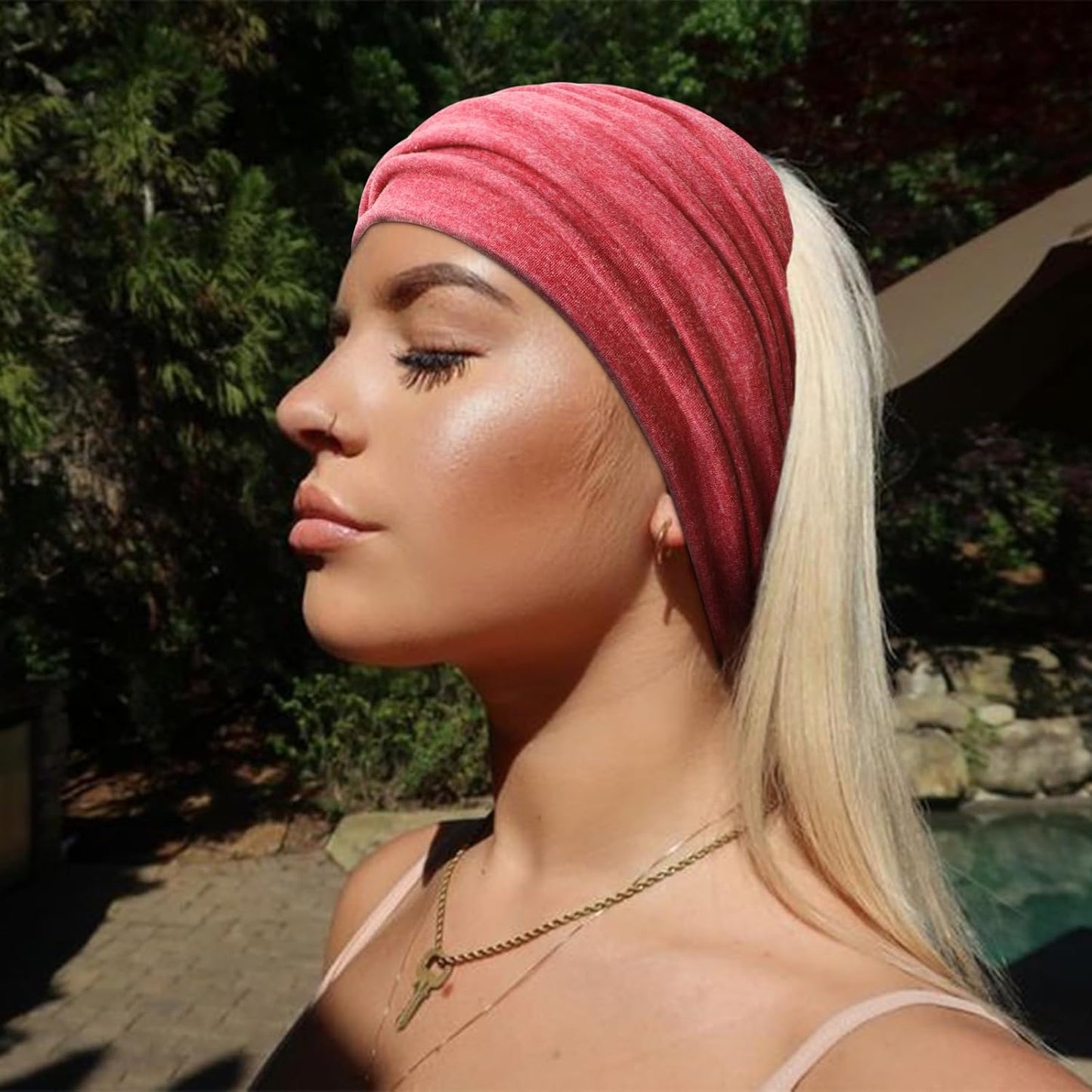 DRESHOW Extra Wide Headbands for Women Cotton Turban Knotted Bandana Head Bands Non Slip Boho Hair Accessories for Sports & Yoga