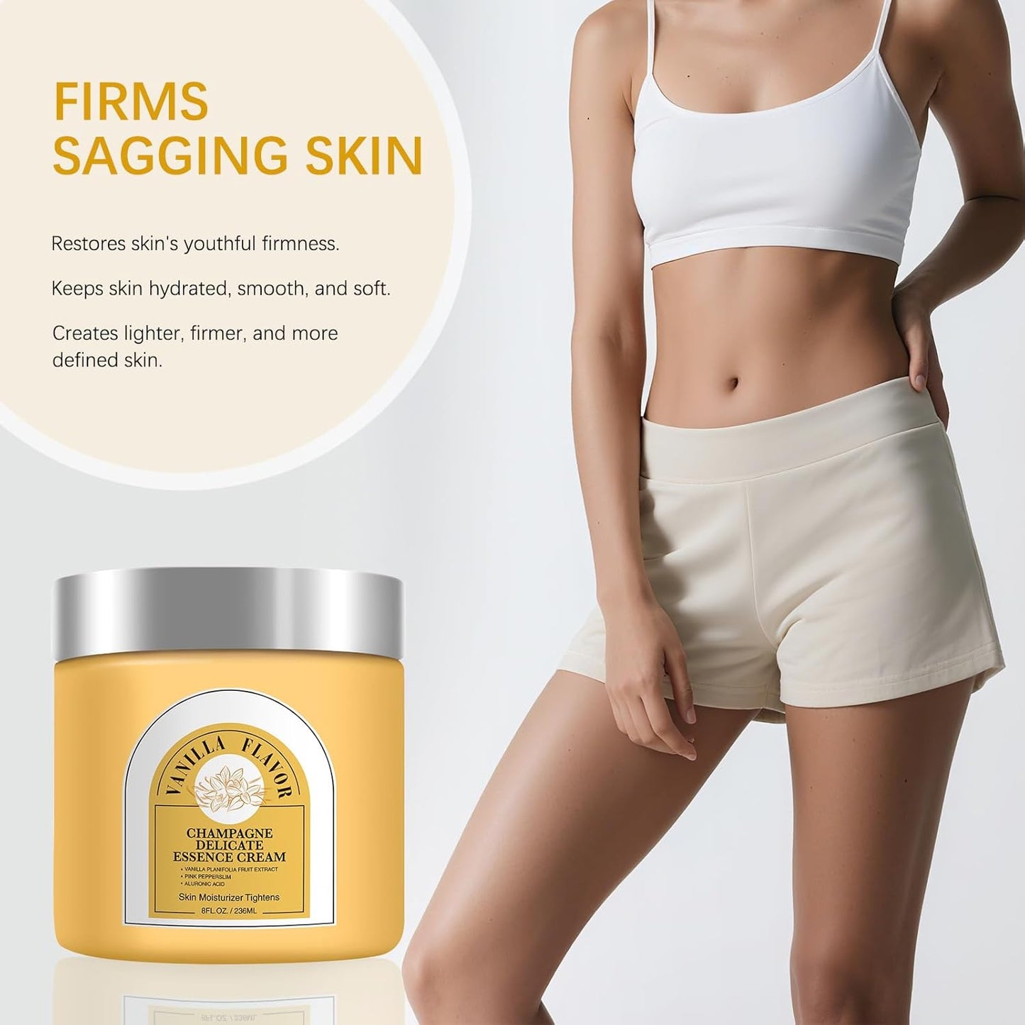 Champagne Lift Body Cream, Hydrating Lift Firming and Hydrates Dry Skin Arms & Legs (Vanilla)