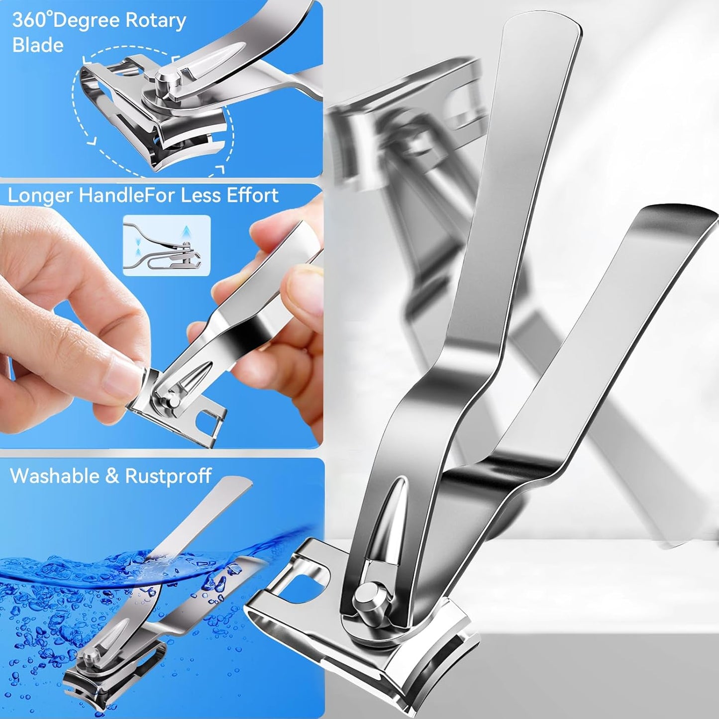 Toe Nail Clippers for Thick Nails for Seniors,Heavy Duty Toenail Clippers for Thick Ingrown Toenails,Professional Fingernail Clippers Set for Men Women,Pedicure Tools for Feet and Manicure Scissor Kit