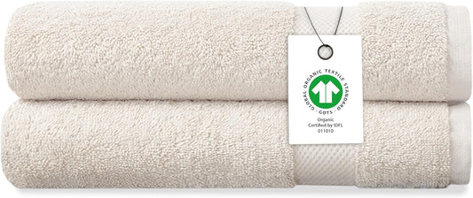 Delara Organic Cotton Luxuriously Plush Hand Towel Pack of 2 | GOTS & OEKO-TEX Certified | Premium Hotel Quality Towels | Feather Touch Technology|650 GSM Long Staple|Soft, Quick Dry & Ultra-Absorbent