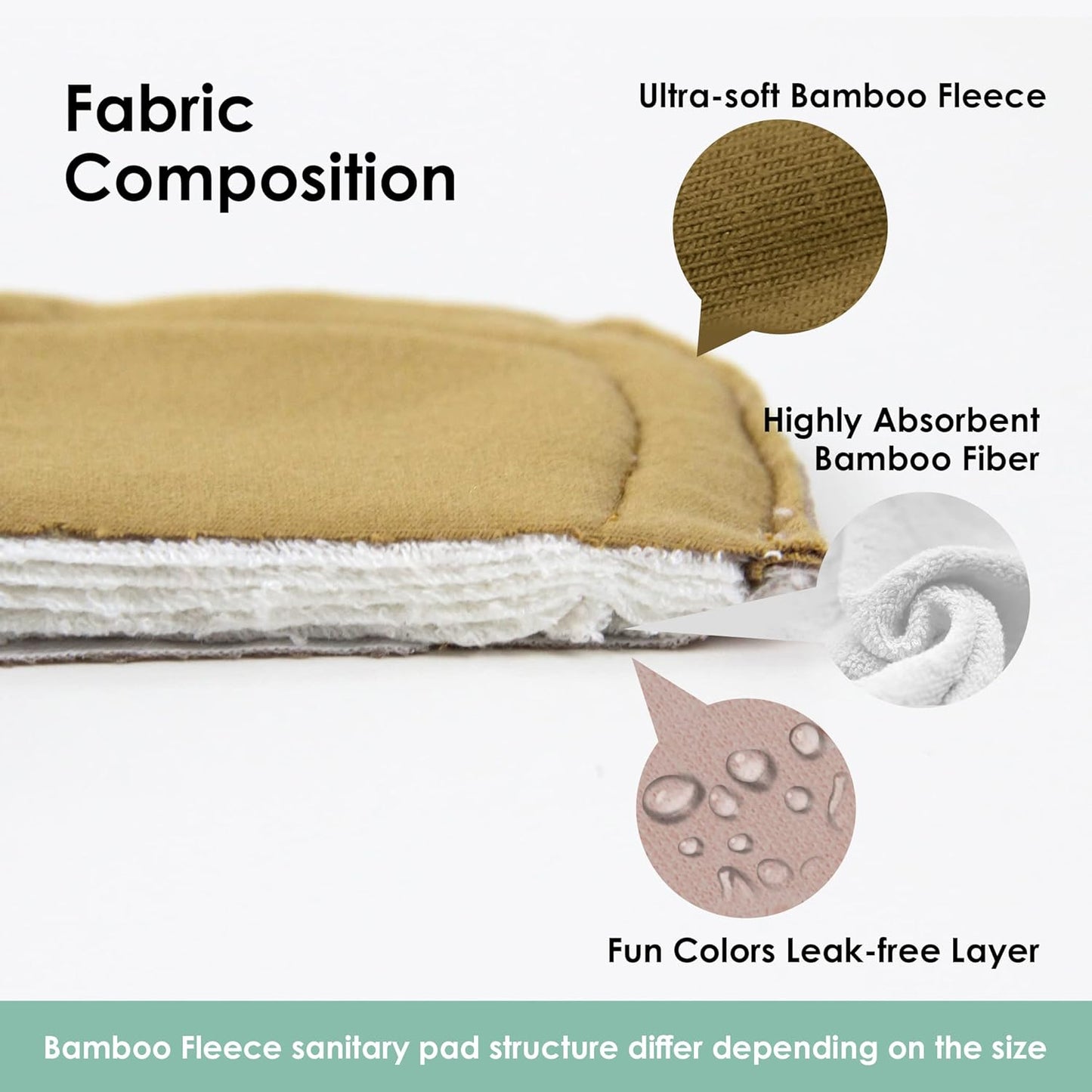 wegreeco 6 Pcs Reusable Menstrual Pads, Ultra Absorbent Cloth Pads for Heavy Flow, Sanitary for Teens, Women, Nonslip, Inner Aqua, Burgundy, Coffe, Rose Gold Outer, XS