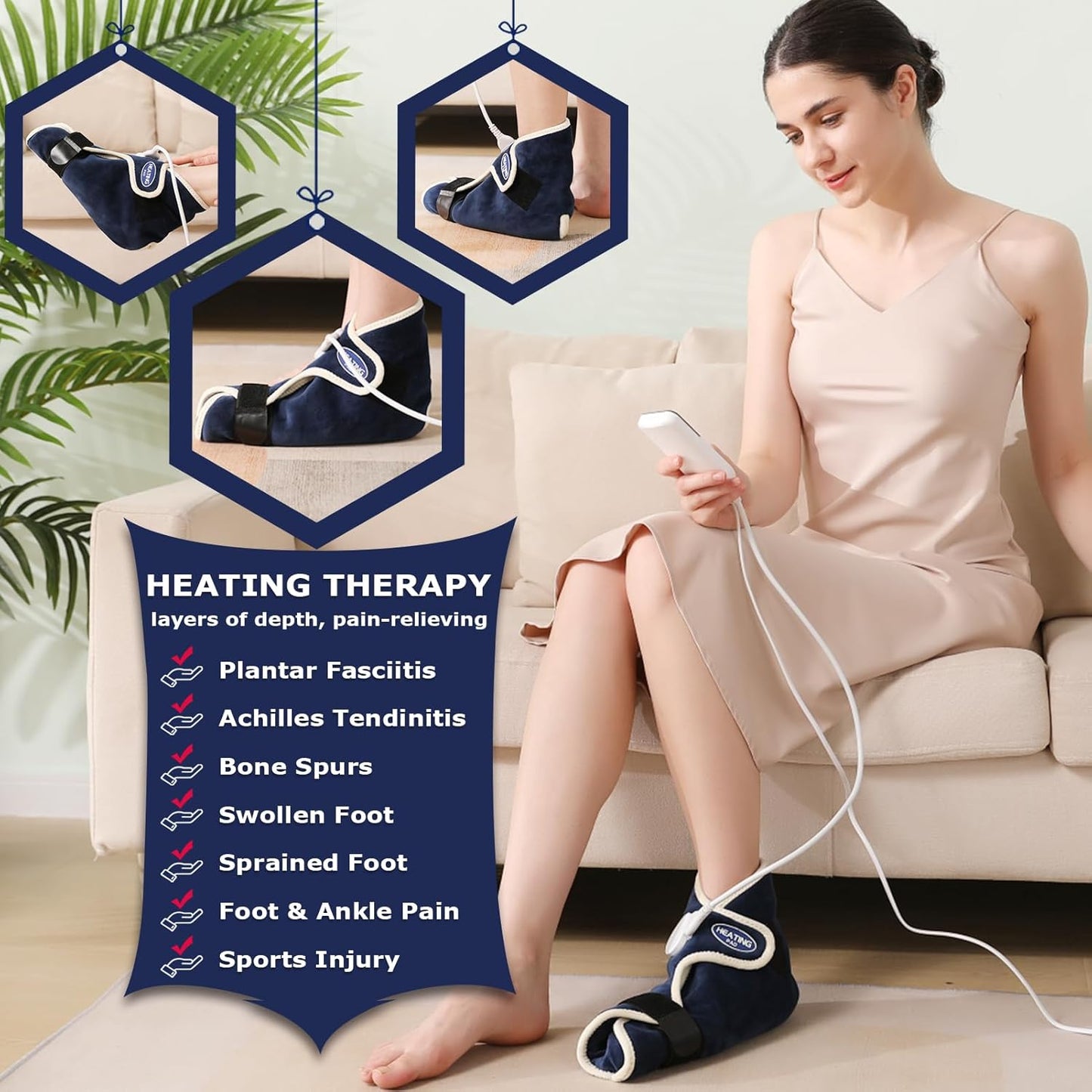 CAMECO 1 Pack Heating Pad for Foot & Ankle Neuropathy Pain Relief, 86℉-158℉ Electric Heated Foot Warmer Wrap for Arthritis, Heat Therapy for Achilles Tendinitis & Plantar Fasciitis, Auto Shut Off