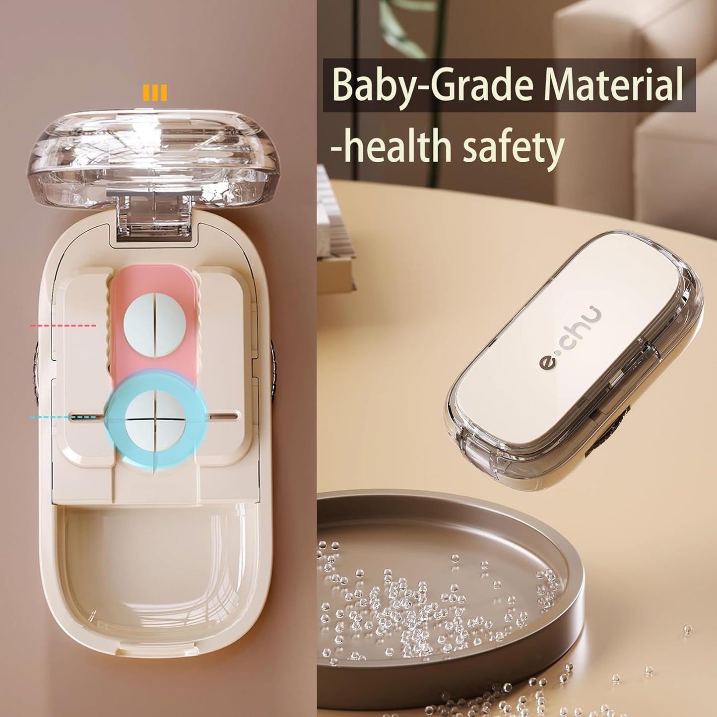 Pill Cutter Splitter for Small and Tiny Pills - Adjustable Pill Splitter with Centering Device for Cutting Multiple Pills, Precision Alignment, Easy to Use and Travel Sized (Inky Black)