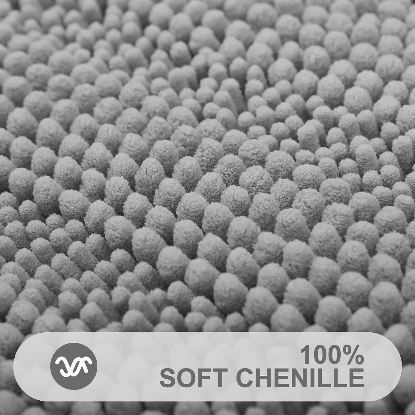 Grandaily Chenille Striped Bathroom Rugs 47x17, Extra Thick and Absorbent Bath Mats, Non-Slip Soft Plush Shaggy Shower Carpet, Machine Wash Dry, Bath Rug for Bathroom, Dark Gray