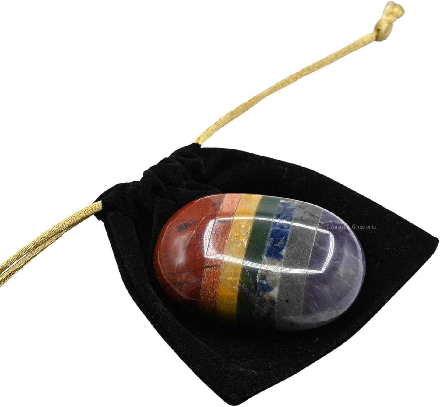 Amazing Gemstone Seven Chakra Crystals and Healing Stones - Large Palm Stone Crystals Piedra - Crystal for Good Luck, Balanced Positive Energy, Meditation - Unique Stocking Stuffers Gifts for Women