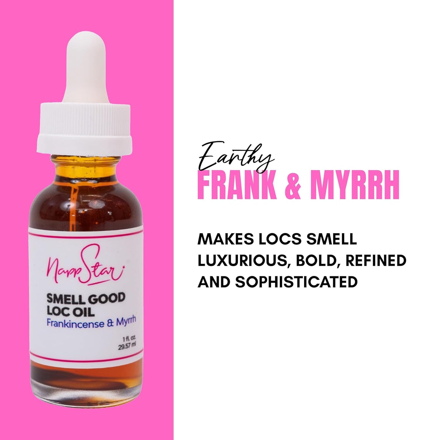 NappStar Frank & Myrrh Scented Smell Good Loc Oil, Aromatic Hair Fragrance for Dreadlocks and Natural Textured Hair, 1 Fl Oz