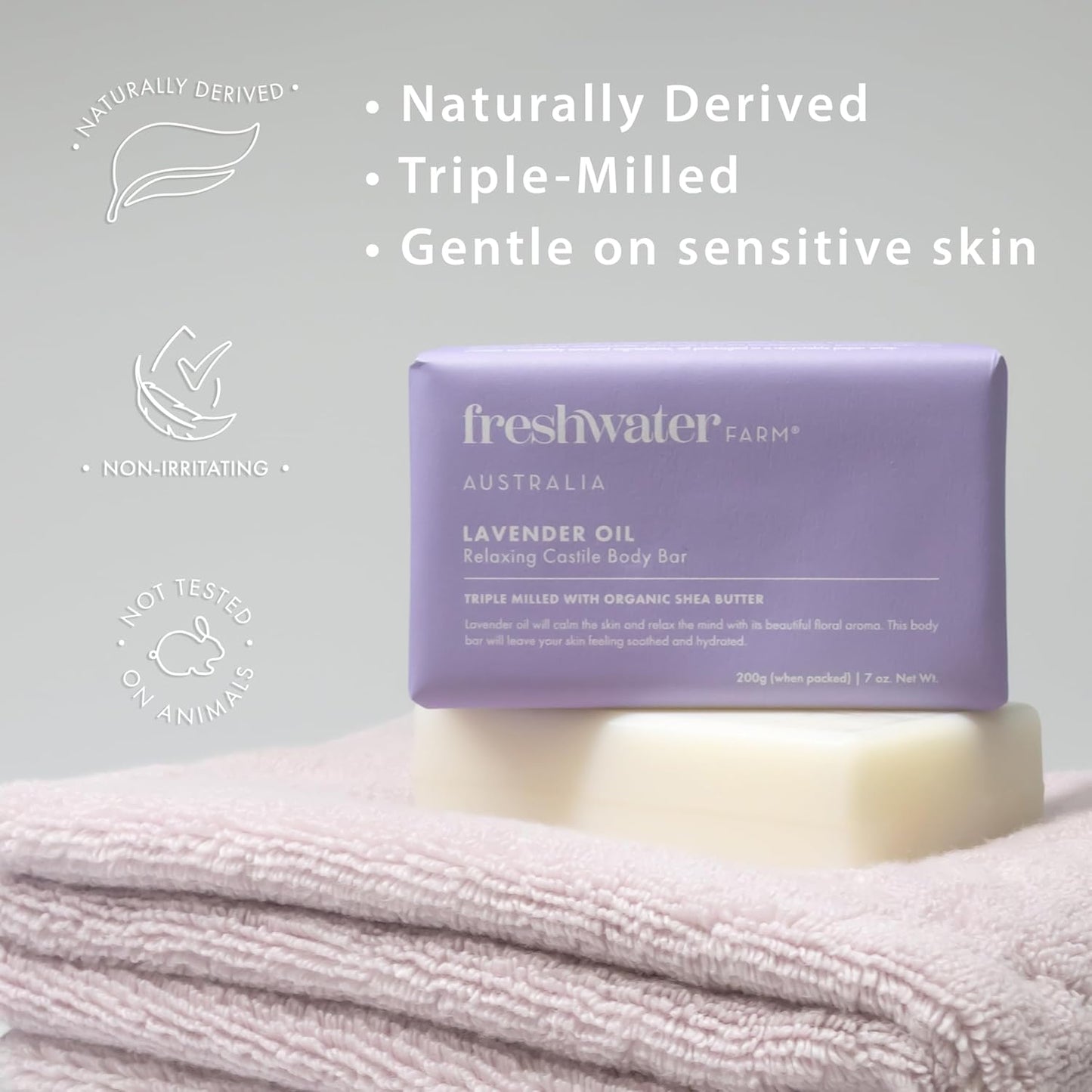 Relaxing Castile Natural Bar Soap for Women Men - Lavender Oil - Nourishing Essential Oils For Dry, Sensitive Skin - Natural Bar Soap, Body Soap - 7 oz 8PK, purple