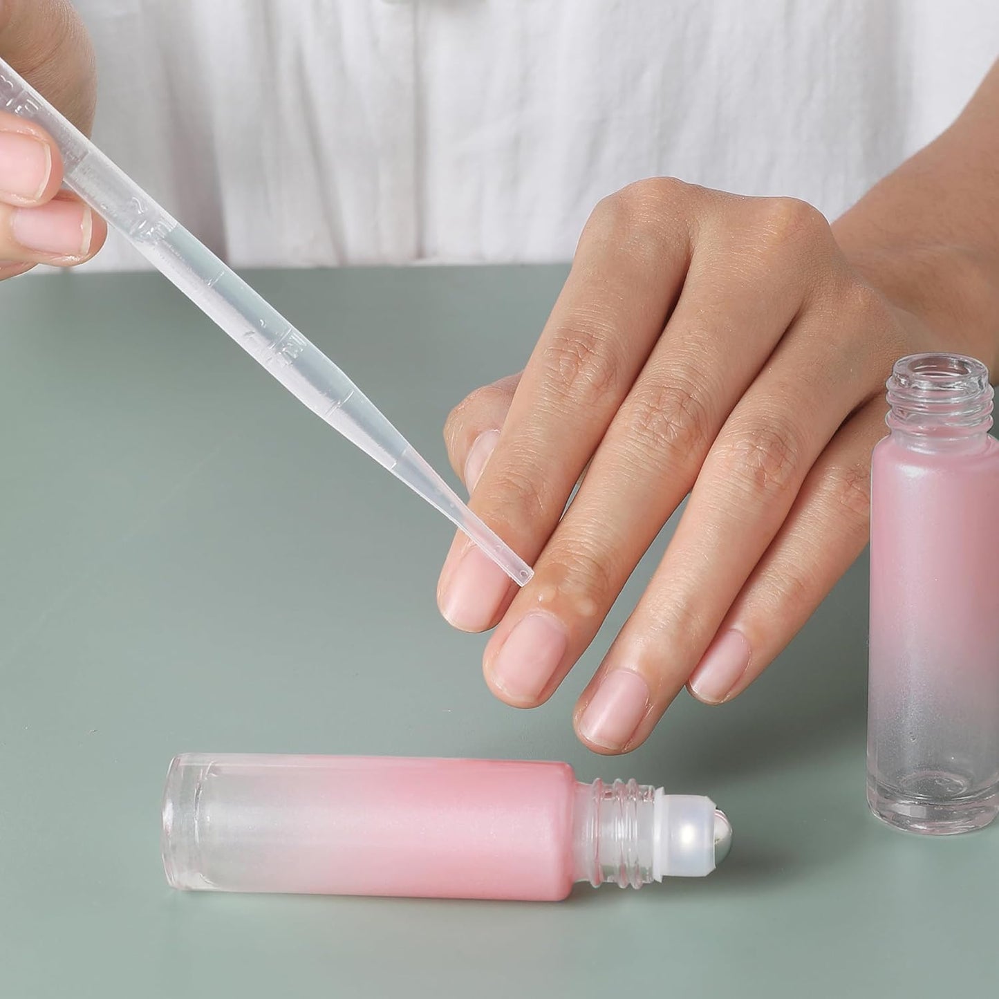 Essential Oil Roller Bottles, 10ml Thick Glass Perfume Roller Bottles with Funnel Opener and Dropper Colored Glass Empty Bottles with Stainless Steel Roller Balls (Pink, 12 Pack)