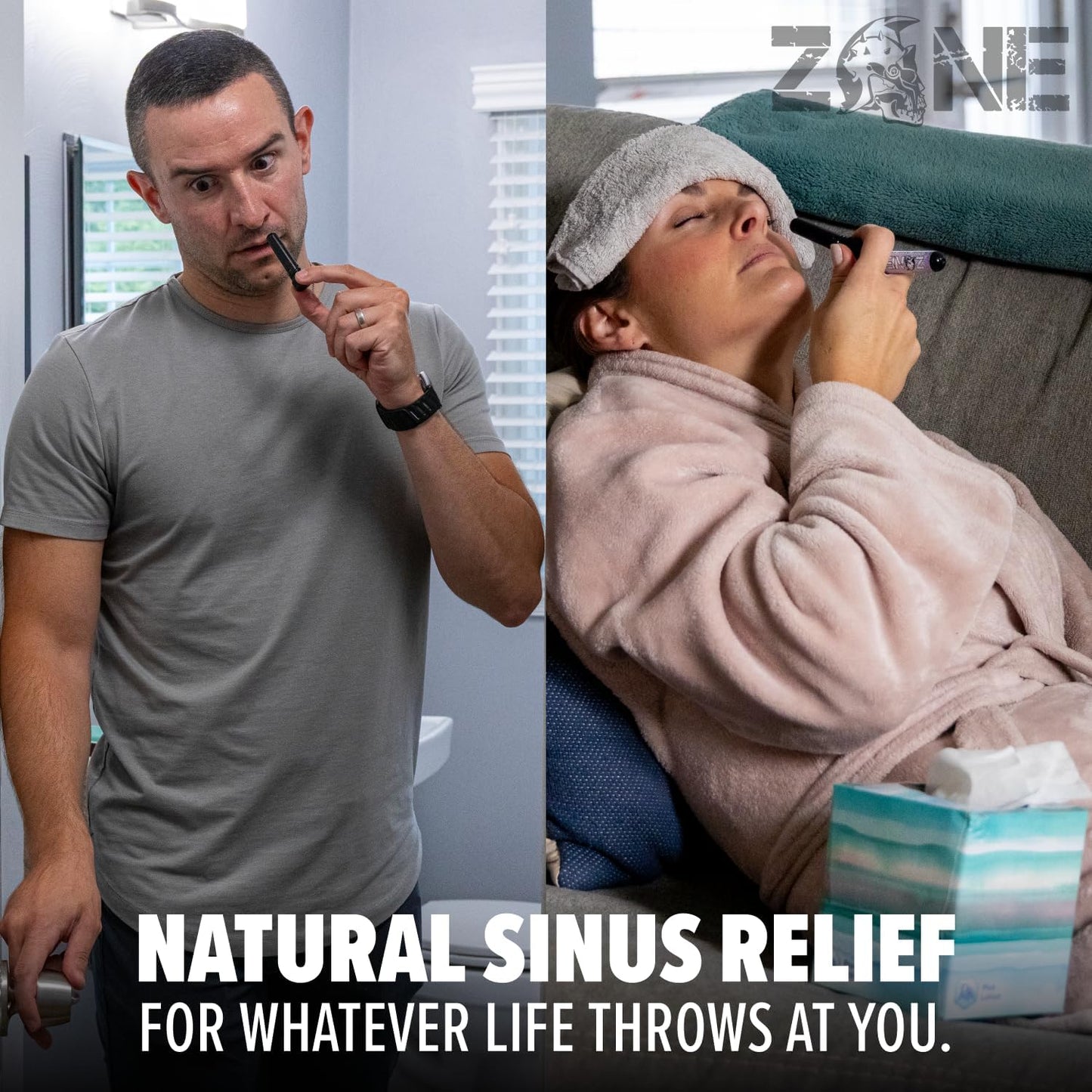 Zone Essential Oil Nasal Inhaler – Sinus Relief, Stress & Anxiety Support, Relaxation Aid – Natural Aromatherapy Stick – Made in USA (Peppermint & Menthol 3-Pack)