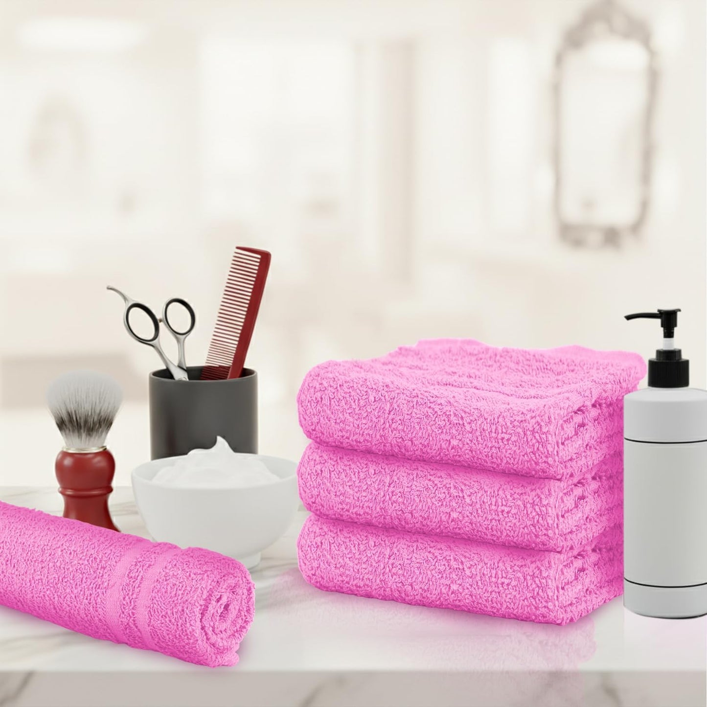 Hand Towels (Pack of 40) Pink Economy Towels Salon Towels - 100% Cotton Spa Towel – 16 x 27 Inches Highly Absorbable, Facial, Gym, Hair, Face Towels Bulk