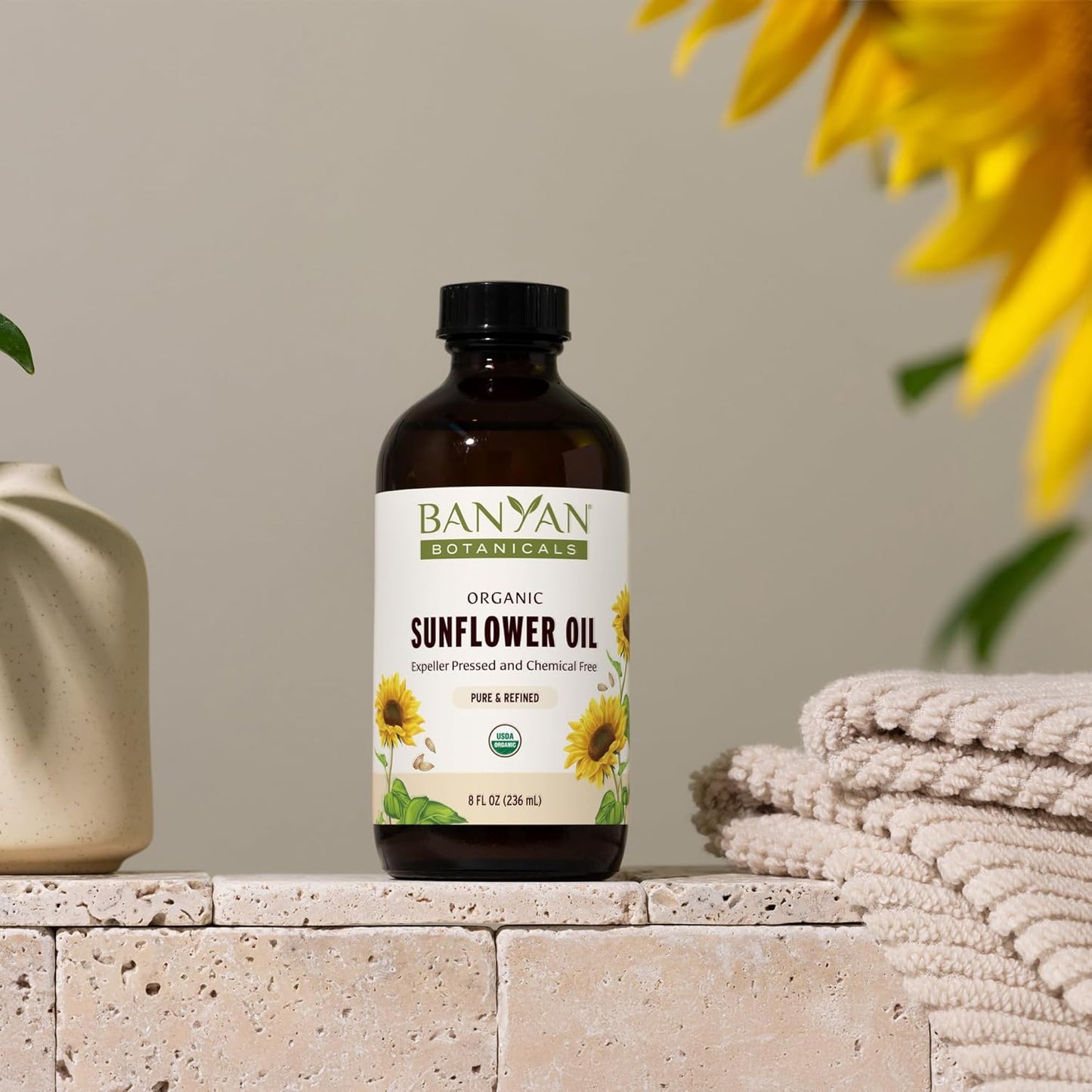Banyan Botanicals Sunflower Oil – Pure & Organic Sunflower Seed Oil for Skin, Body, Hair & More – Multiple Sizes – 8 oz – Expeller Pressed Non GMO Chemical Free
