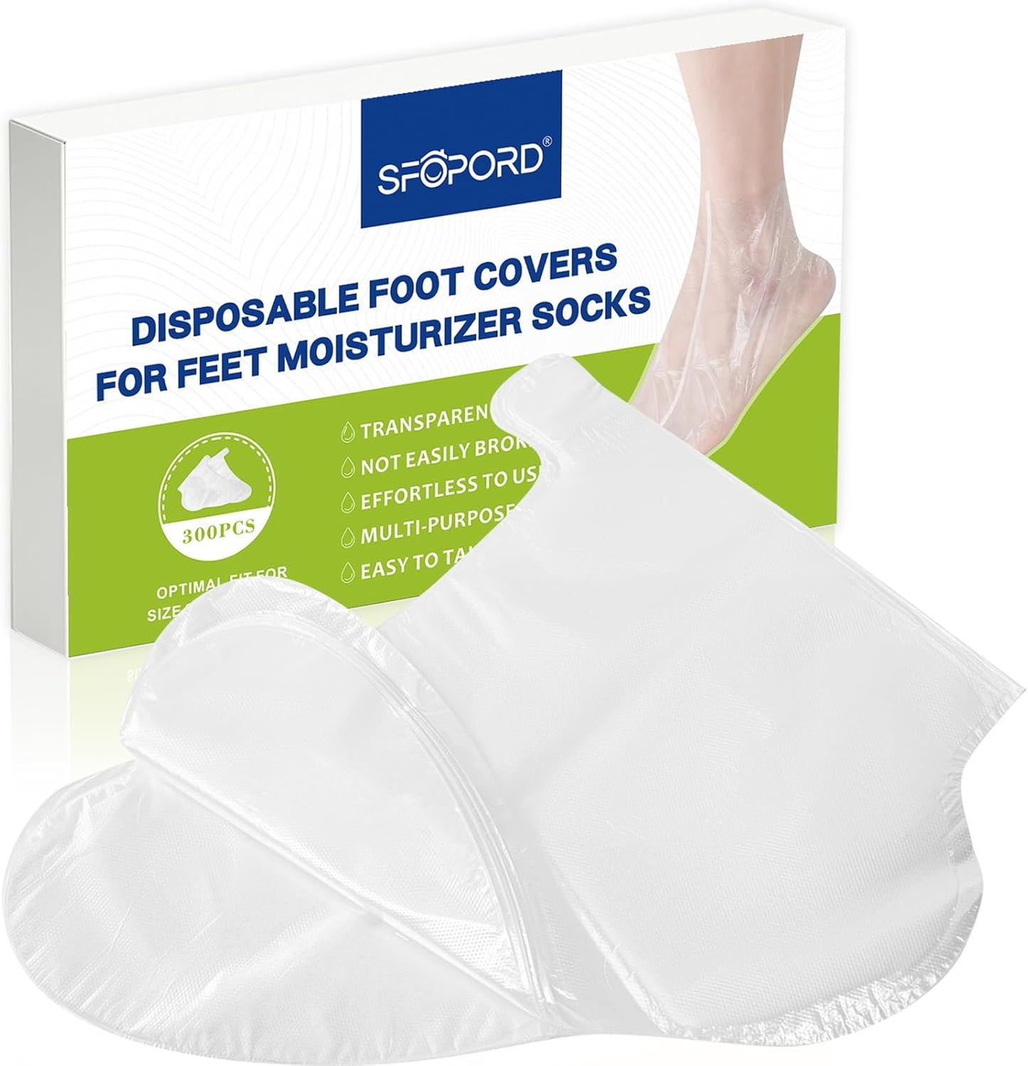 300PCS Disposable Foot Covers for Feet Moisturizer Socks - Plastic Foot Covers Extra Large Size for Pedicure, Moisturizing & Paraffin Wax Treatments, Spa Socks Designed for Foot Care