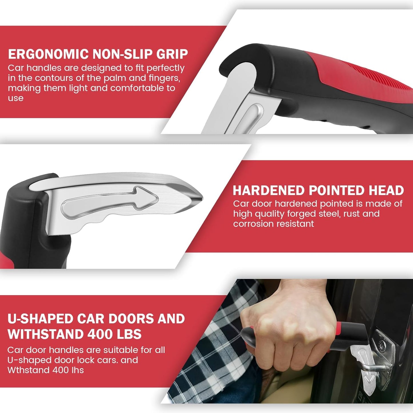 Car Cane Door Handle for Elderly, 2 in 1 Multifunction Vehicle Support Handles, 2Pcs Portable Car Door Assist Handle, Automotive Car Handle Assist for Elderly(red)