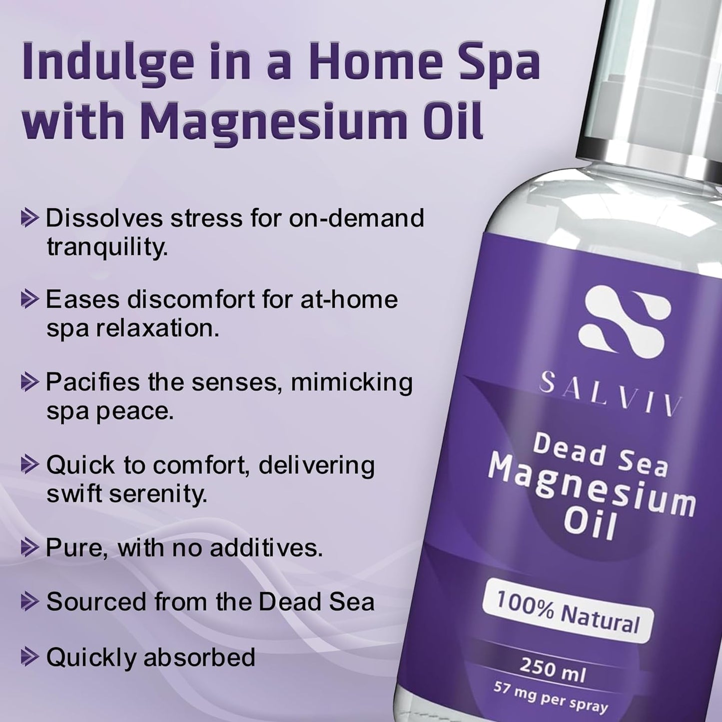 Natural Dead Sea Magnesium Oil Spray 8.45 fl oz - Pure Mineral Supplement from Jordan to Moderate Processes, Reduce Discomfort, and Promote Wellness