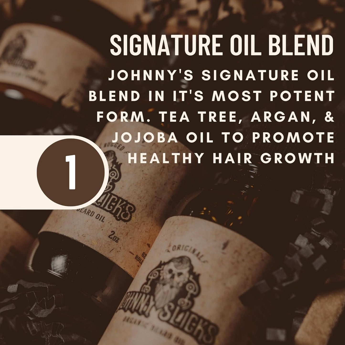 Johnny Slicks Organic Beard Oil | Moisturizes, Reduces Dry Skin & Itch | US Made, Veteran Owned (Chemical-free w/Tea Tree, Jojoba, Coconut & Argan), Original