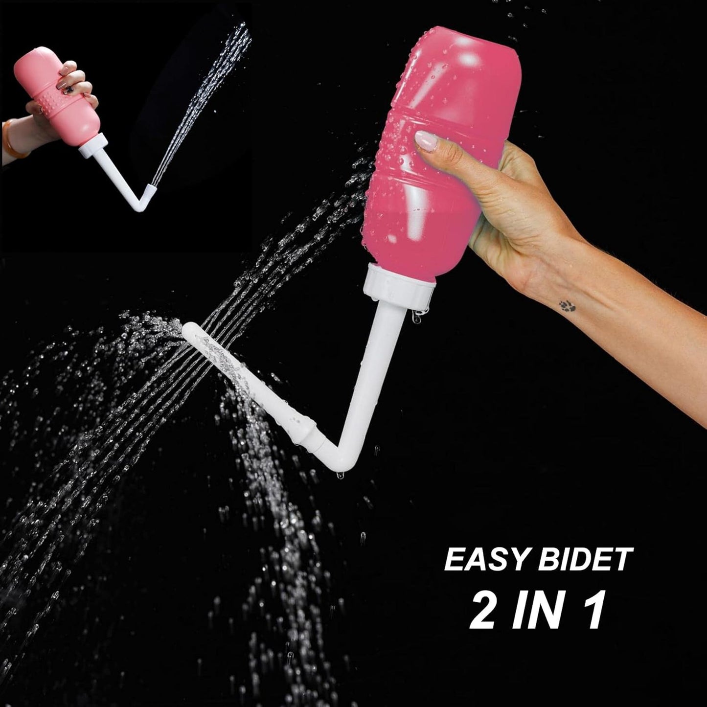 2pcs-Pack Peri Bottle 2IN1 Vaginal Douche- Postpartum and Perineal Care -Portable Hand Held 300ml Travel Bidet Sprayer for Women or Men -Handheld Jet Spray Bottle for Toilet-Portable Bidet-Blue+Pink