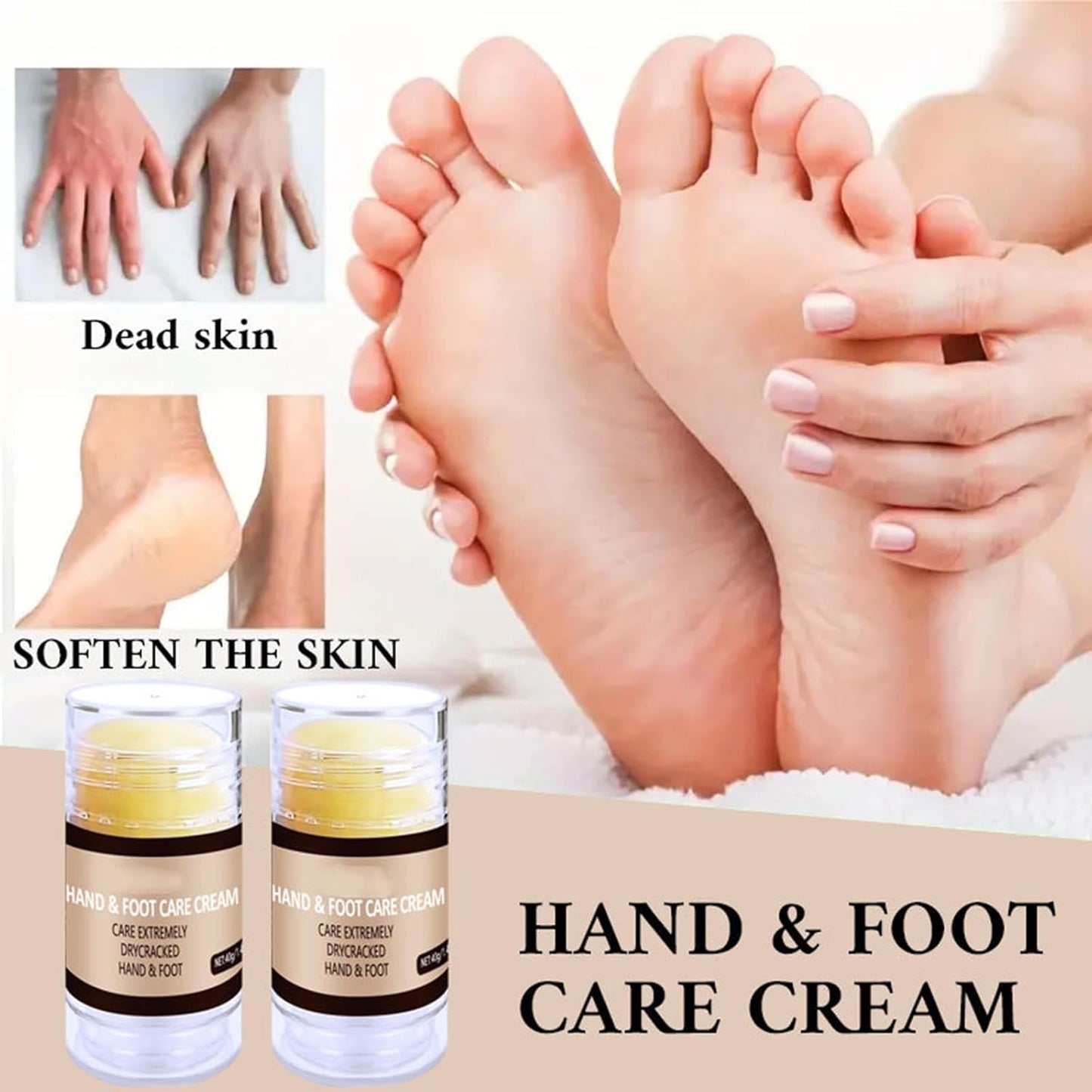Foot Cream for Dry Cracked Heels and Feet, Horse Oil Foot Balm Repair Cream for Knees Elbows Hands Hydrate & Nourish Foot Care for Calluses Softens Skin Exfoliates Dead Skin Women and Men 1.41oz