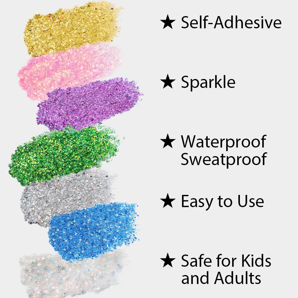 Mysense Mermaid Body Glitter Stick,Face Hair Glitter Gel for Kids Women,Festival Rave Pride Accessories,Waterproof Sparkling Holographic Mermaid Sequins Chunky Glitter Makeup,0.56oz