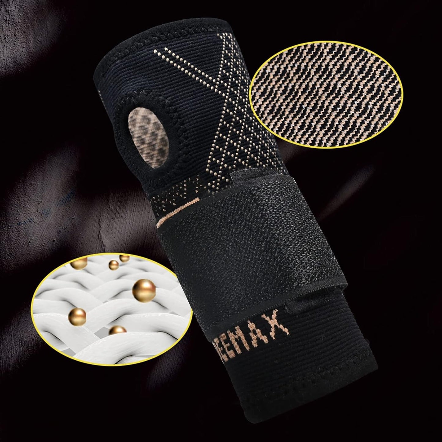 INDEEMAX Copper Wrist Compression Sleeve 1 Pair, Comfortable Hand Brace Support with Strap for Arthritis, Tendonitis, Sprains, Workout, Carpal Tunnel - Left & Right - Women and Men