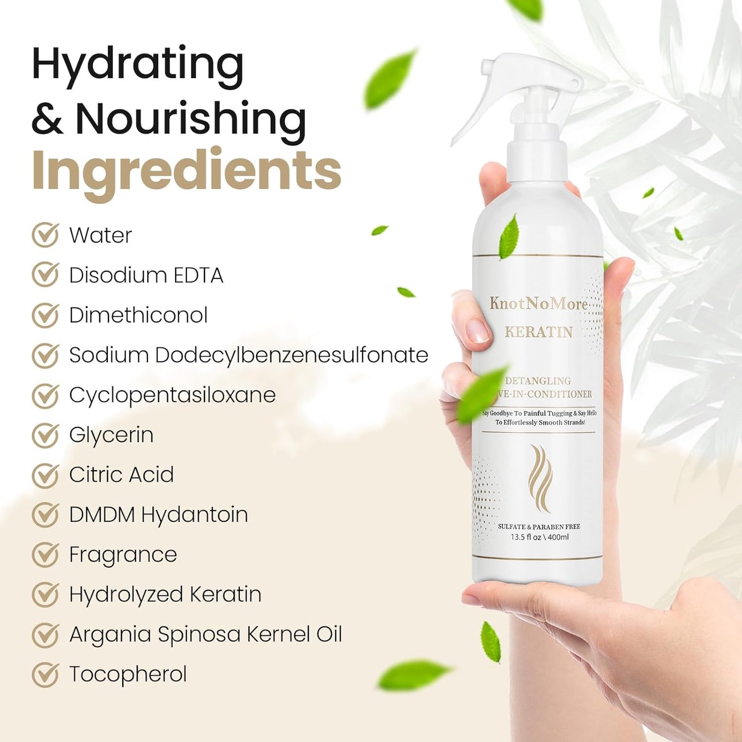 Daily Leave-in Detangler & Moisturizer for Dry, Tangle-Prone, Matted, Frizzy Hair | Adds Shine & Heat Protection with Vitamin B5 | Suitable for All Hair Types, Sulfate & Silicone-Free.