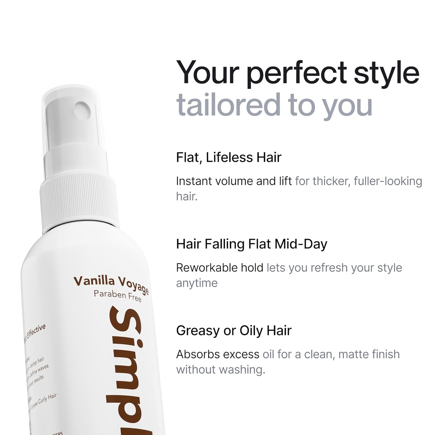 Simpletics Himalayan Sea Salt Spray for Hair - All Natural, 5 Ingredient Texturizing and Volumizing Product - Tropical Scented - Beach Look To Add Volume & Texture - Unisex - 240ml...