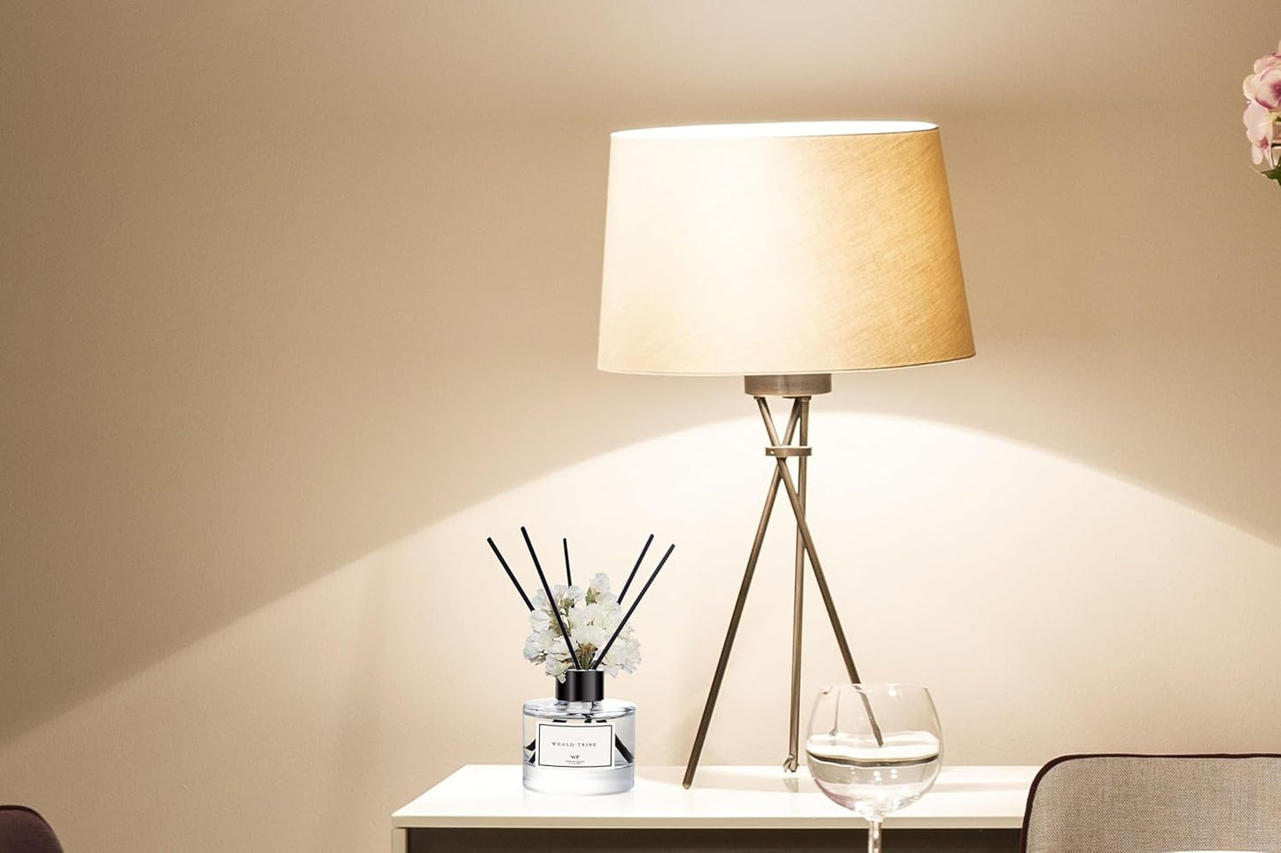 WEALD TRIBE Real Flower Reed Diffuser Set of 3 for Bathroom Air Fresheners, Oil Defusers | Fresh Linen/Ocean/Eucalyptus & Mint Scent(1.7 fl oz Each Pack) Home Fragrance with 12 Stick | Shelf Decor