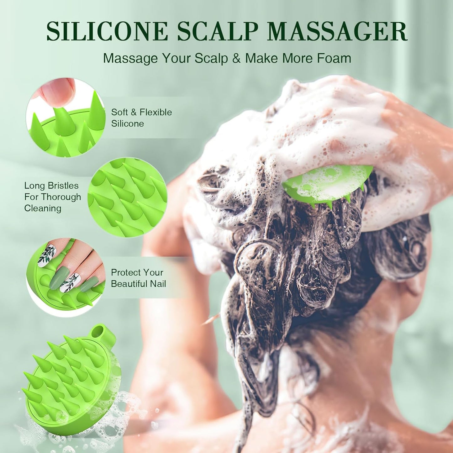 SHVYOG Scalp Scrub, Tea Tree Scalp Exfoliator, Scalp Exfoliator Scrub for Build Up, Itchy Scalp Relief Hair Treatment Nourishing Detox Hair Care with Scalp Massager, 10.58 oz